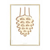  Pine Cone Line Poster Brass Colored Frame 70 X100 Cm White Background