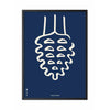  Pine Cone Line Poster Frame In Black Lacquered Wood 30x40 Cm Blue Background