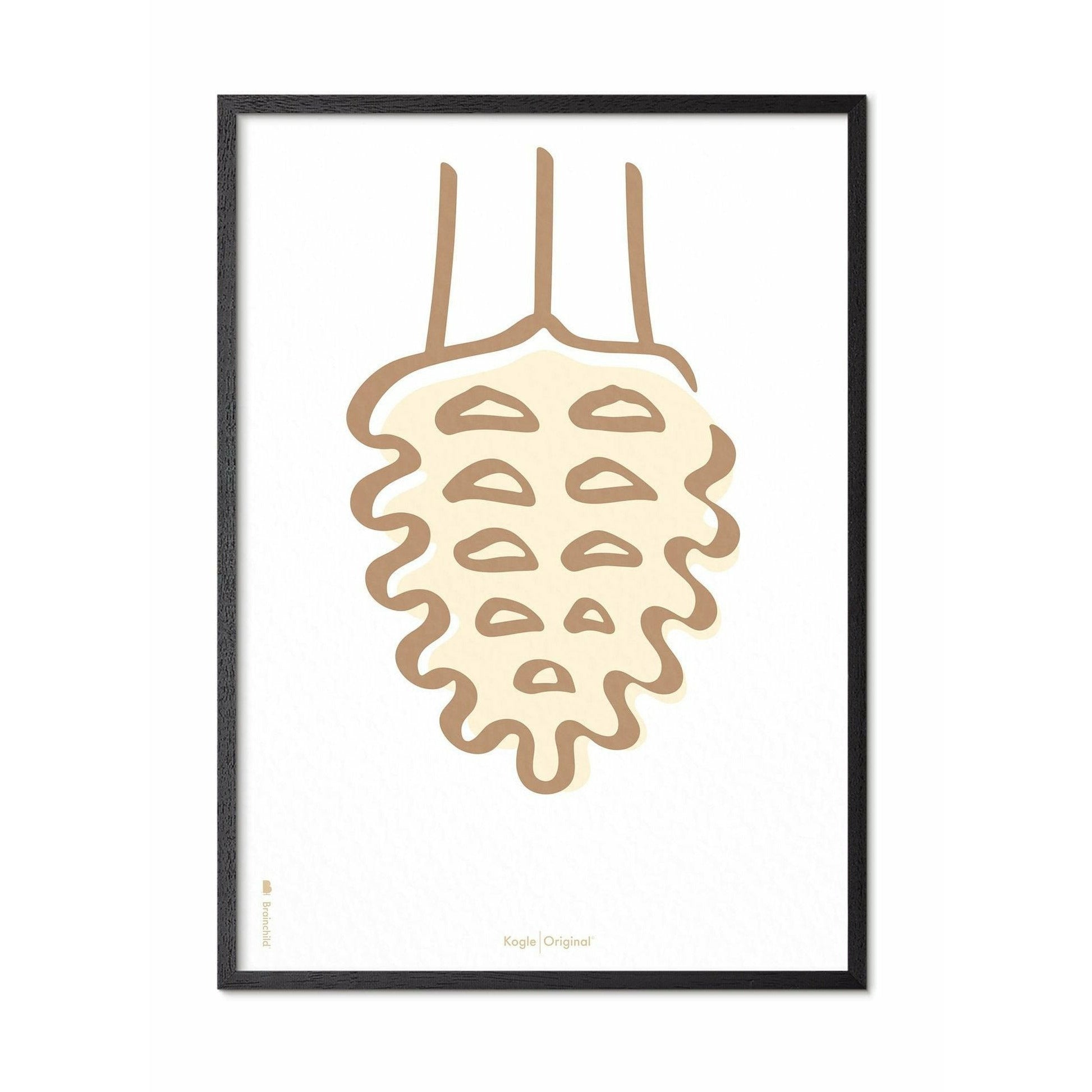 [product_category]-Brainchild Pine Cone Line Poster, Frame In Black Lacquered Wood A5, White Background-Brainchild-SH-21001-C-BRA-1