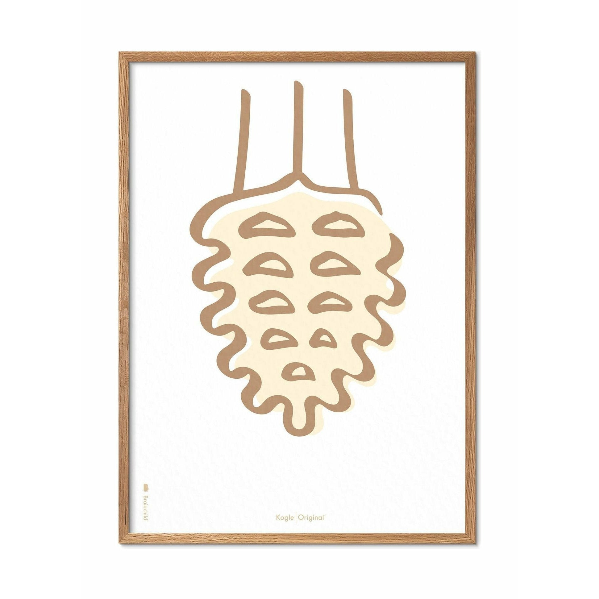 [product_category]-Brainchild Pine Cone Line Poster, Frame Made Of Light Wood A5, White Background-Brainchild-SH-21001-A-BRA-1