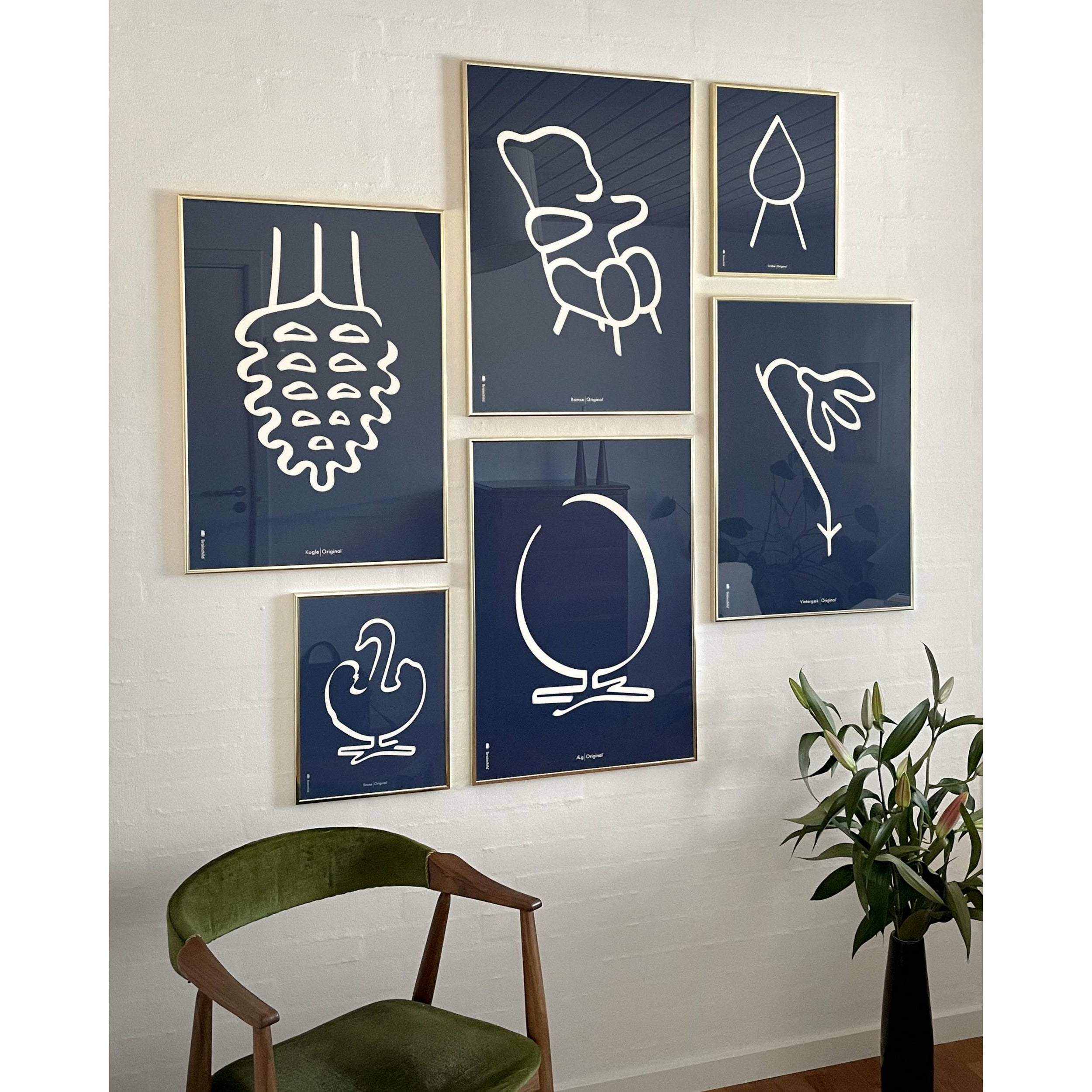 [product_category]-Brainchild Pine Cone Line Poster Without Frame A5, Blue Background-Brainchild-5713713200670-B-21001-BRA-3