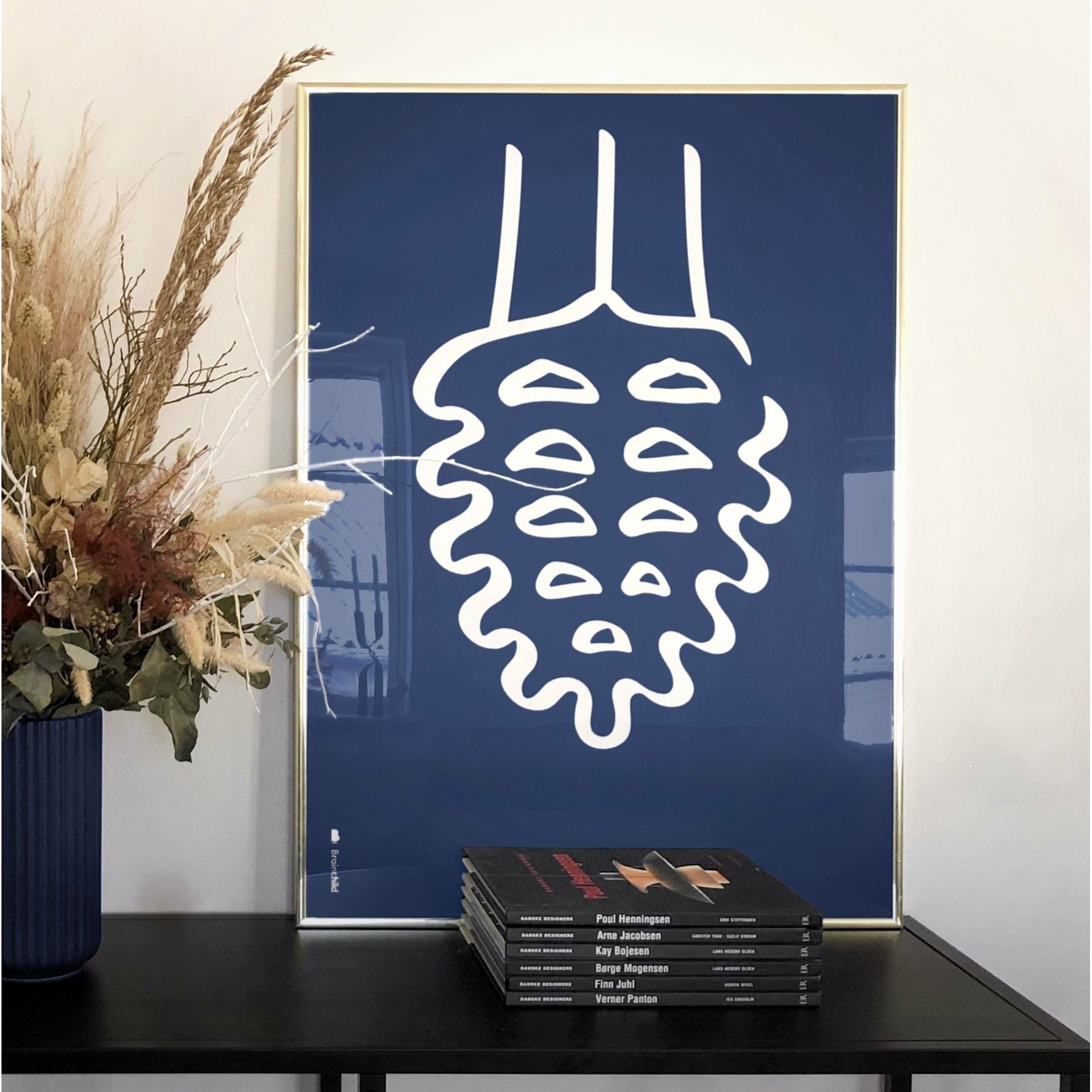 [product_category]-Brainchild Pine Cone Line Poster Without Frame A5, Blue Background-Brainchild-5713713200670-B-21001-BRA-4