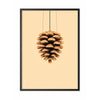 Brainchild Pine Cones Classic Poster, Frame In Black Lacquered Wood A5, Sand Colored Background