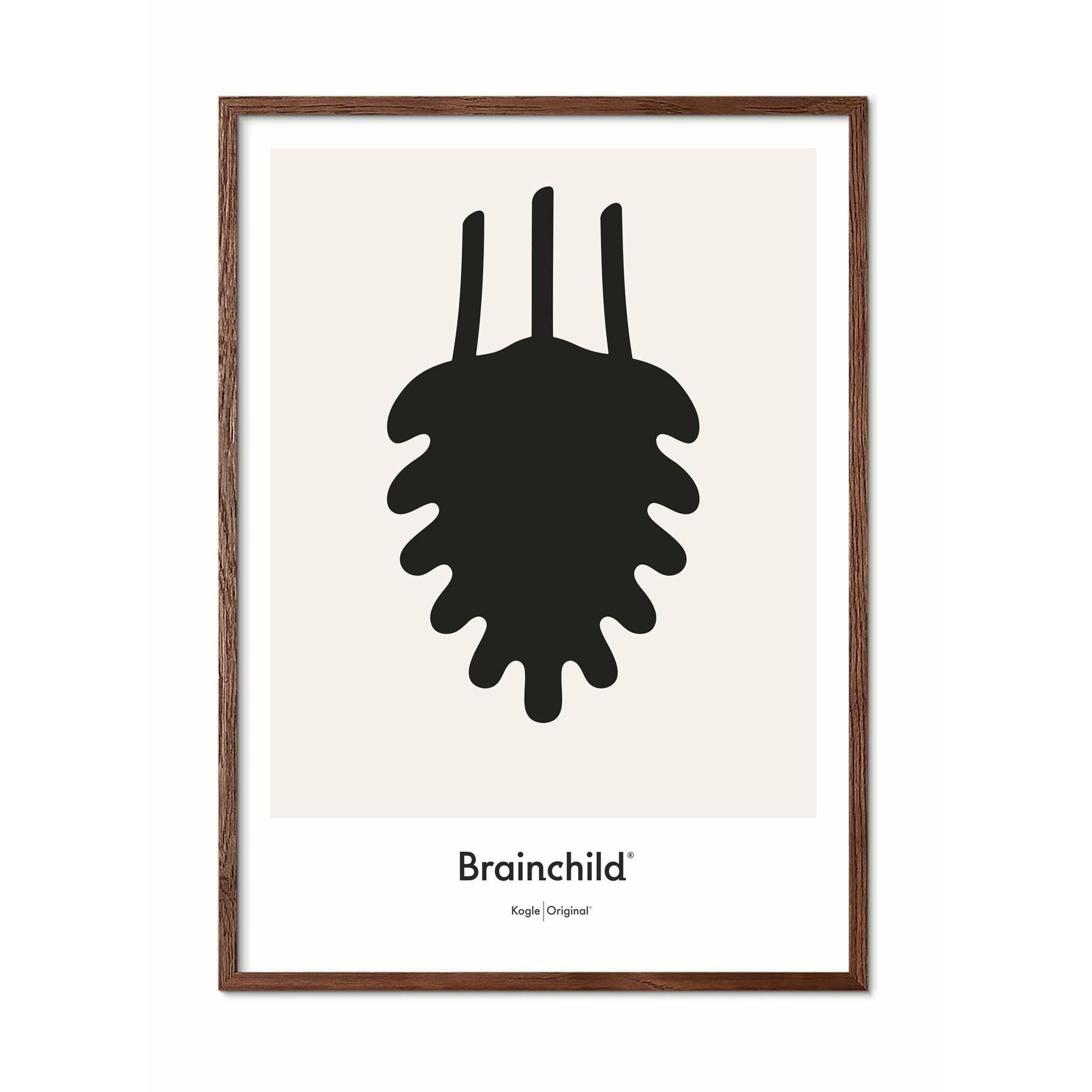 [product_category]-Brainchild Pine Cones Design Icon Poster, Frame Made Of Dark Wood A5, Grey-Brainchild-IG-21001-B-BRA-1