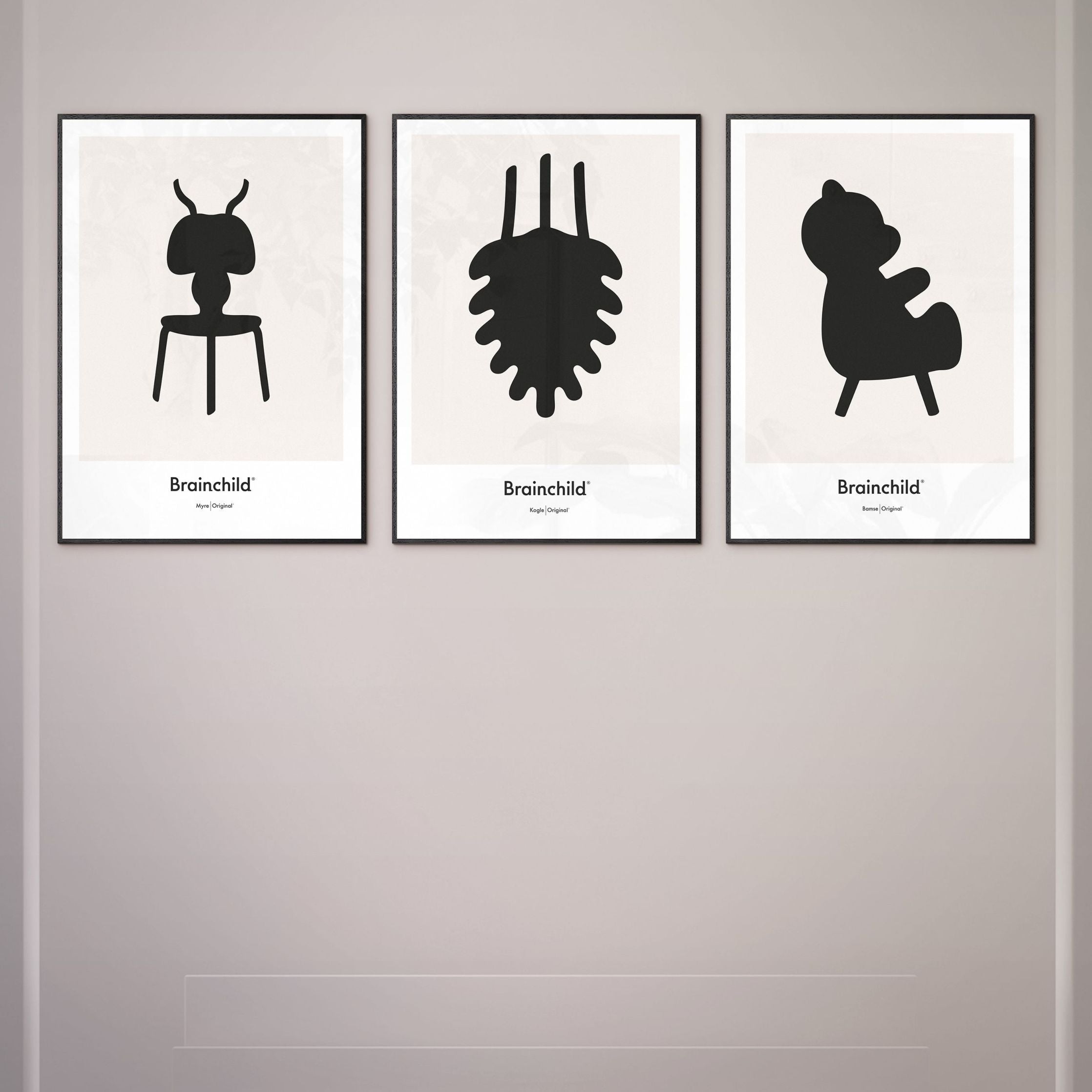 [product_category]-Brainchild Pine Cones Design Icon Poster Without Frame 70 X100 Cm, Grey-Brainchild-IG-21004-BRA-2