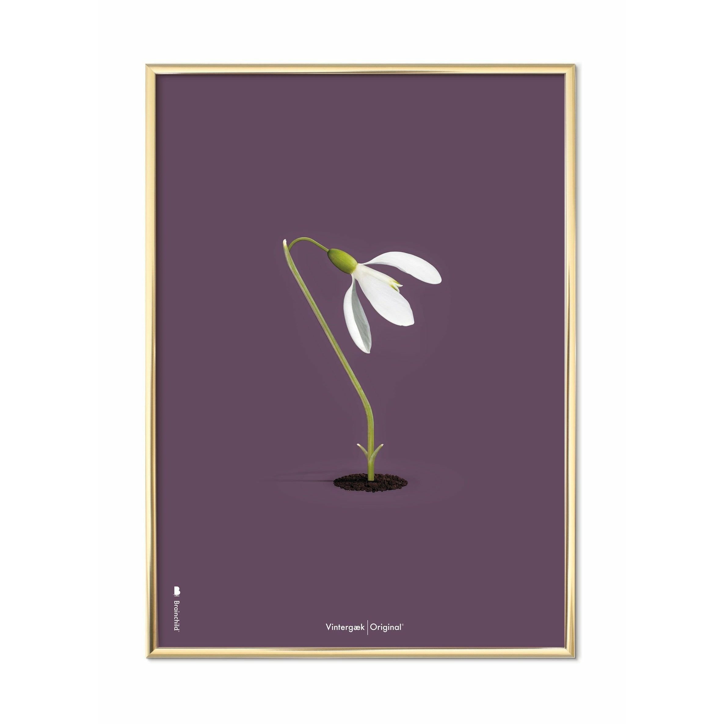 [product_category]-Brainchild Snowdrop Classic Poster, Brass Colored Frame 70 X100 Cm, Purple Background-Brainchild-62004-D-BRA-1