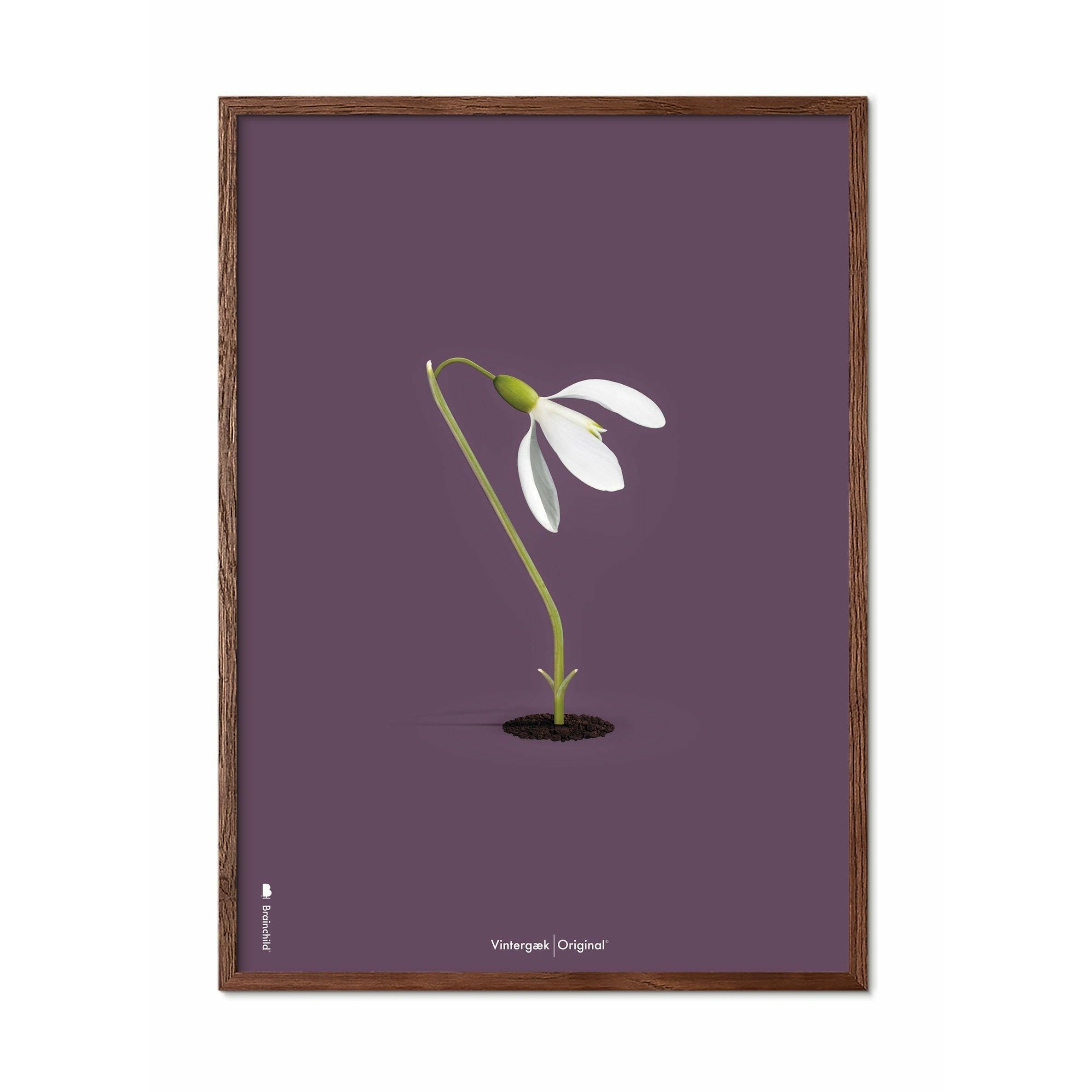 [product_category]-Brainchild Snowdrop Classic Poster, Dark Wood Frame A5, Purple Background-Brainchild-62001-B-BRA-1
