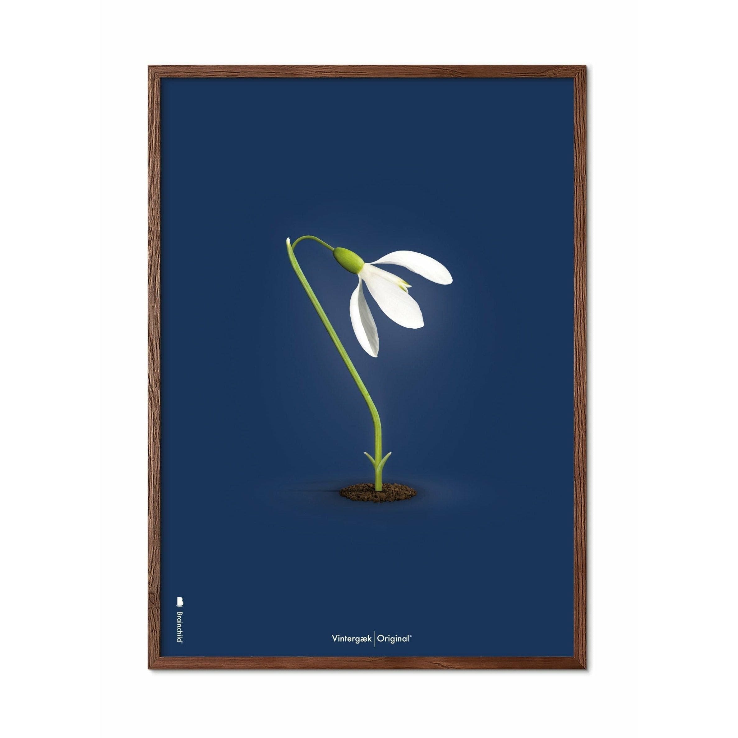 [product_category]-Brainchild Snowdrop Classic Poster, Frame Made Of Dark Wood 30x40 Cm, Dark Blue Background-Brainchild-64002-B-BRA-1