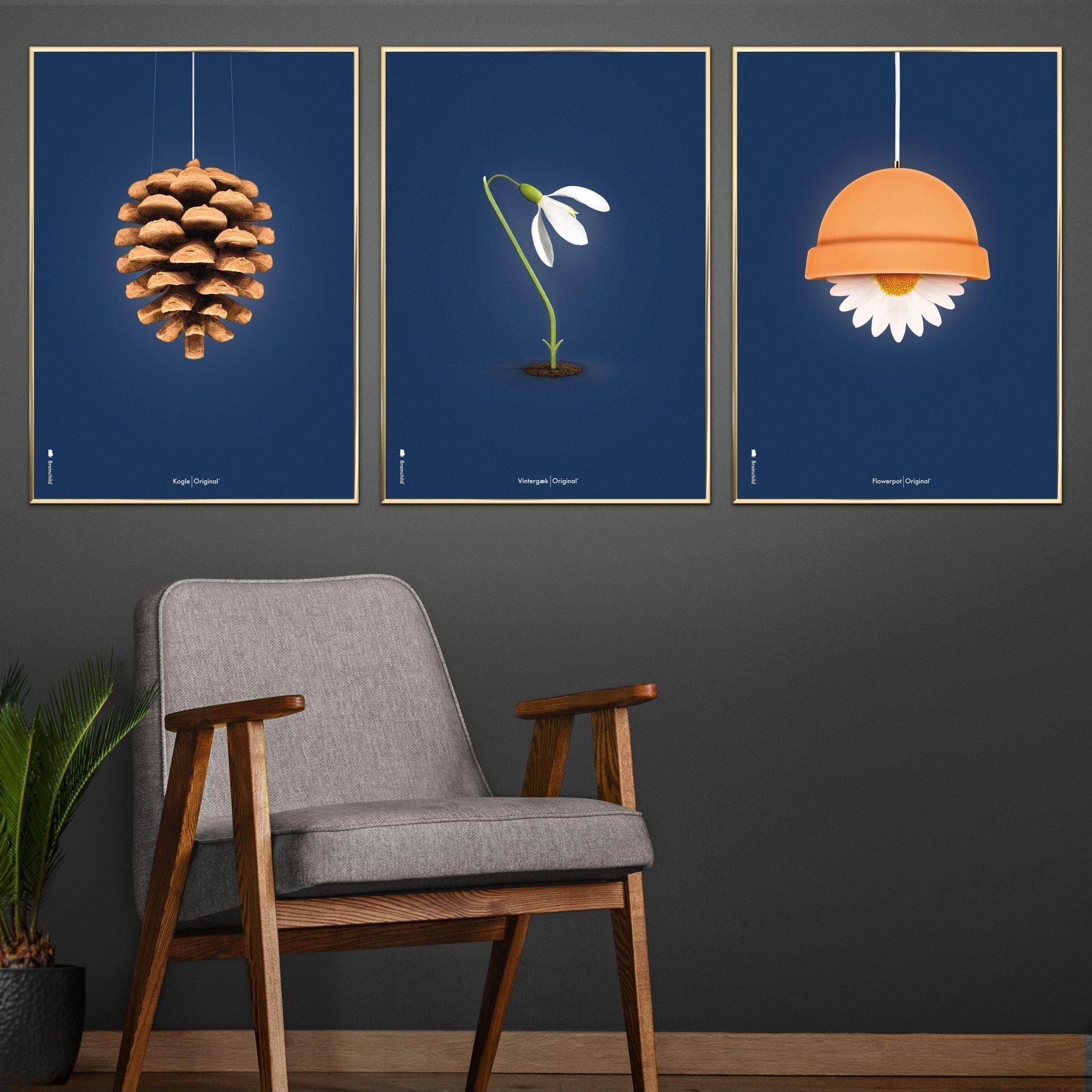 [product_category]-Brainchild Snowdrop Classic Poster, Frame Made Of Light Wood 70x100 Cm, Dark Blue Background-Brainchild-64004-A-BRA-8