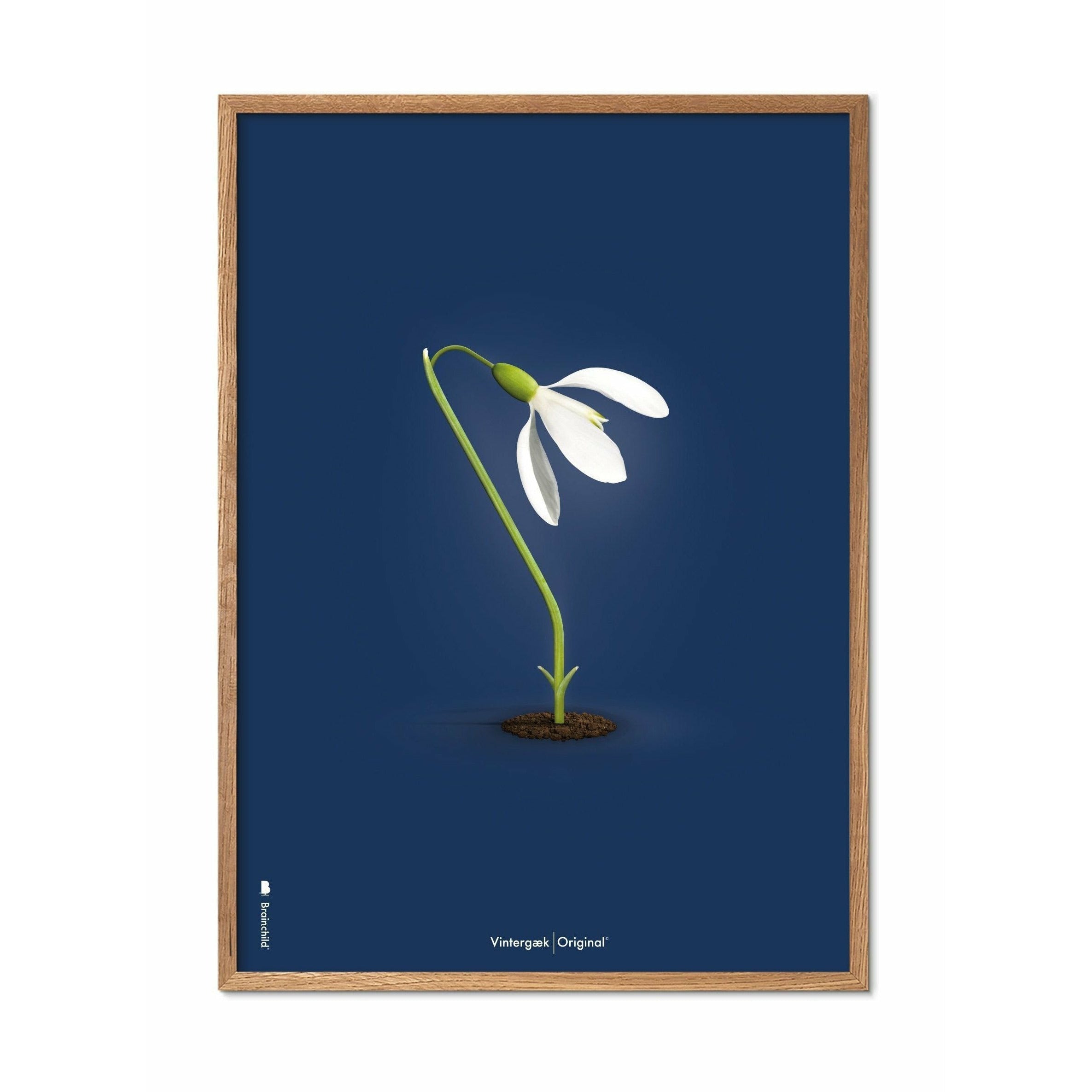 [product_category]-Brainchild Snowdrop Classic Poster, Frame Made Of Light Wood A5, Dark Blue Background-Brainchild-64001-A-BRA-1