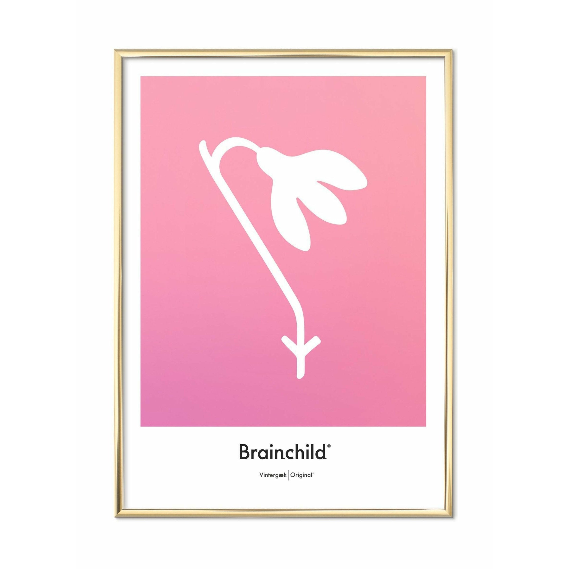 [product_category]-Brainchild Snowdrop Design Icon Poster, Brass Colored Frame 50 X70 Cm, Pink-Brainchild-IF-61003-D-BRA-1