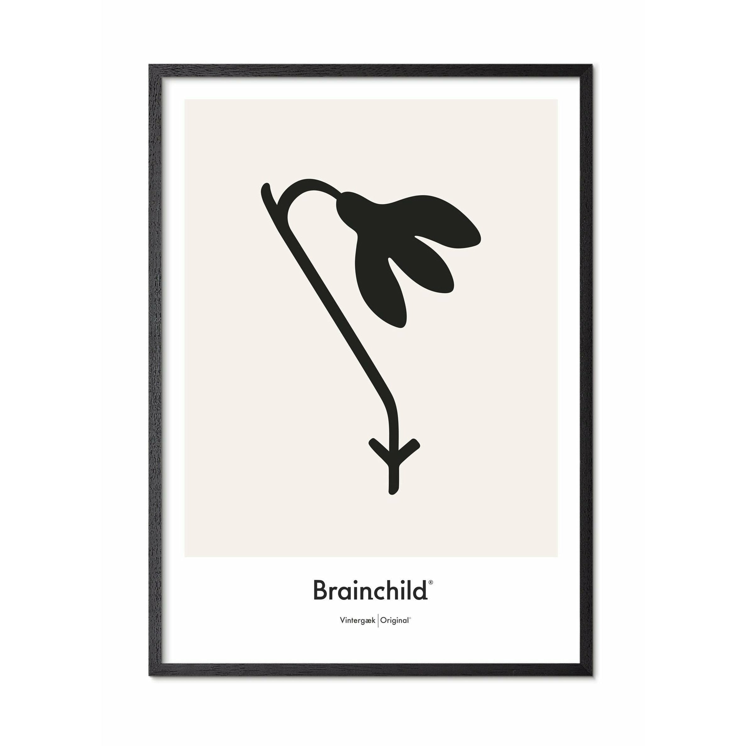 [product_category]-Brainchild Snowdrop Design Icon Poster, Frame In Black Lacquered Wood 50x70 Cm, Grey-Brainchild-IG-61003-C-BRA-1