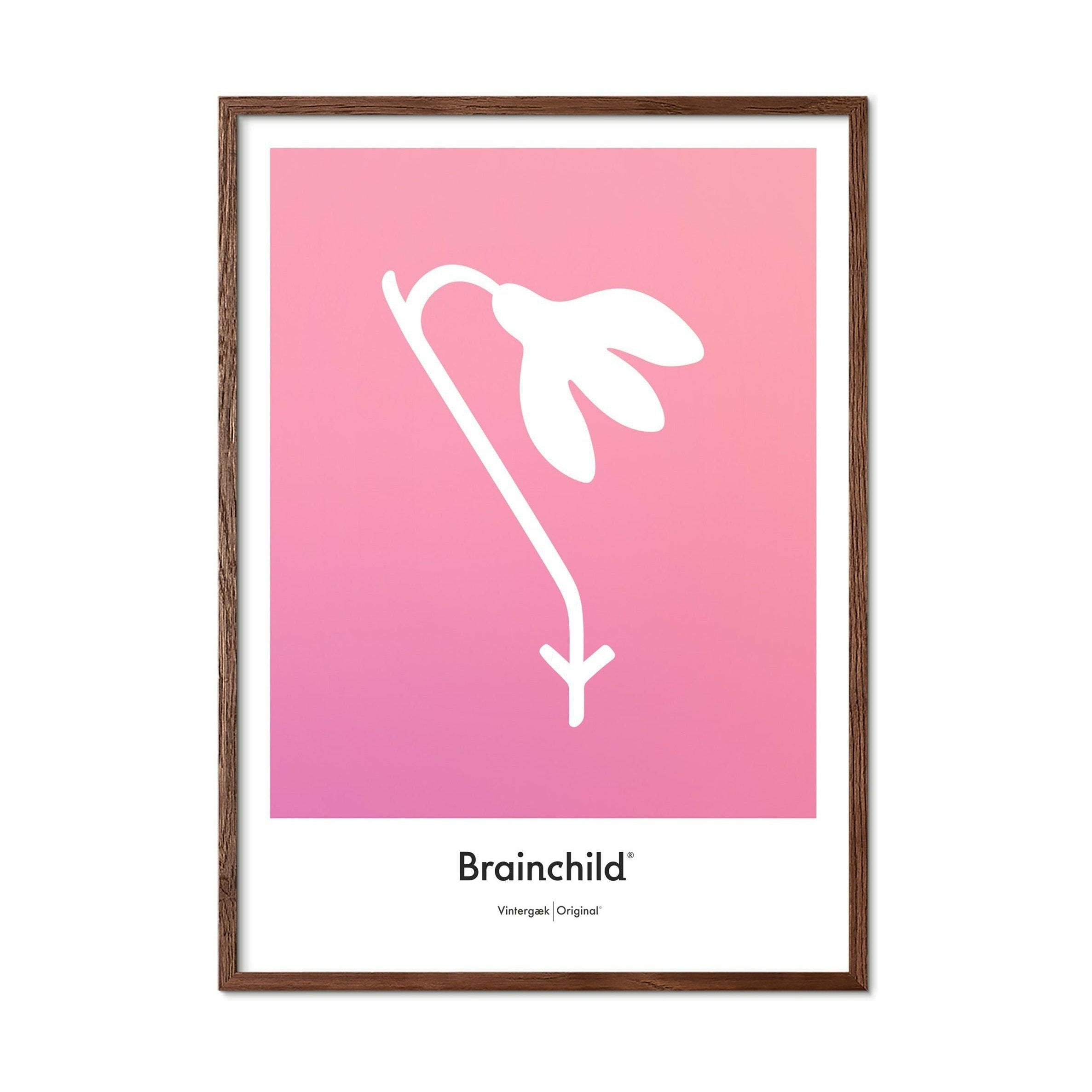 [product_category]-Brainchild Snowdrop Design Icon Poster, Frame Made Of Dark Wood 30x40 Cm, Pink-Brainchild-IF-61002-B-BRA-1