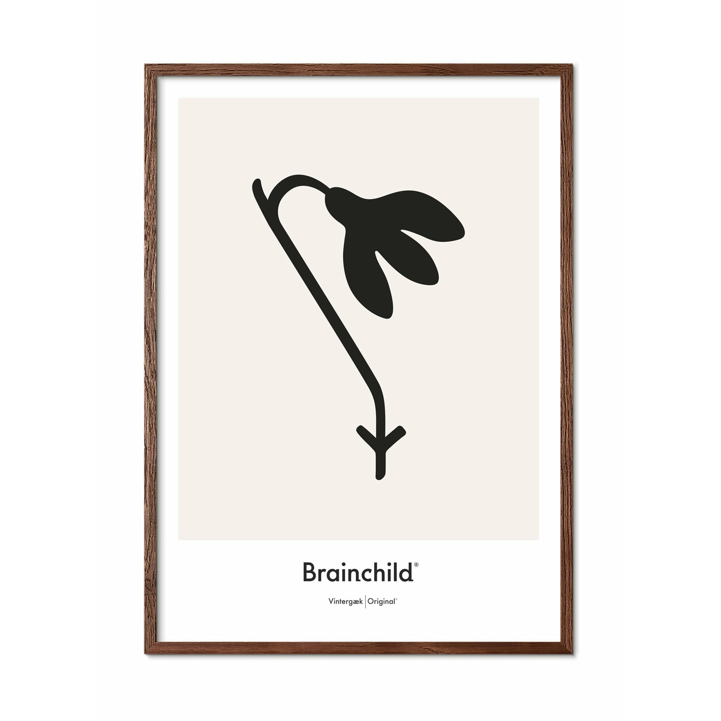 [product_category]-Brainchild Snowdrop Design Icon Poster, Frame Made Of Dark Wood 70 X100 Cm, Grey-Brainchild-IG-61004-B-BRA-1