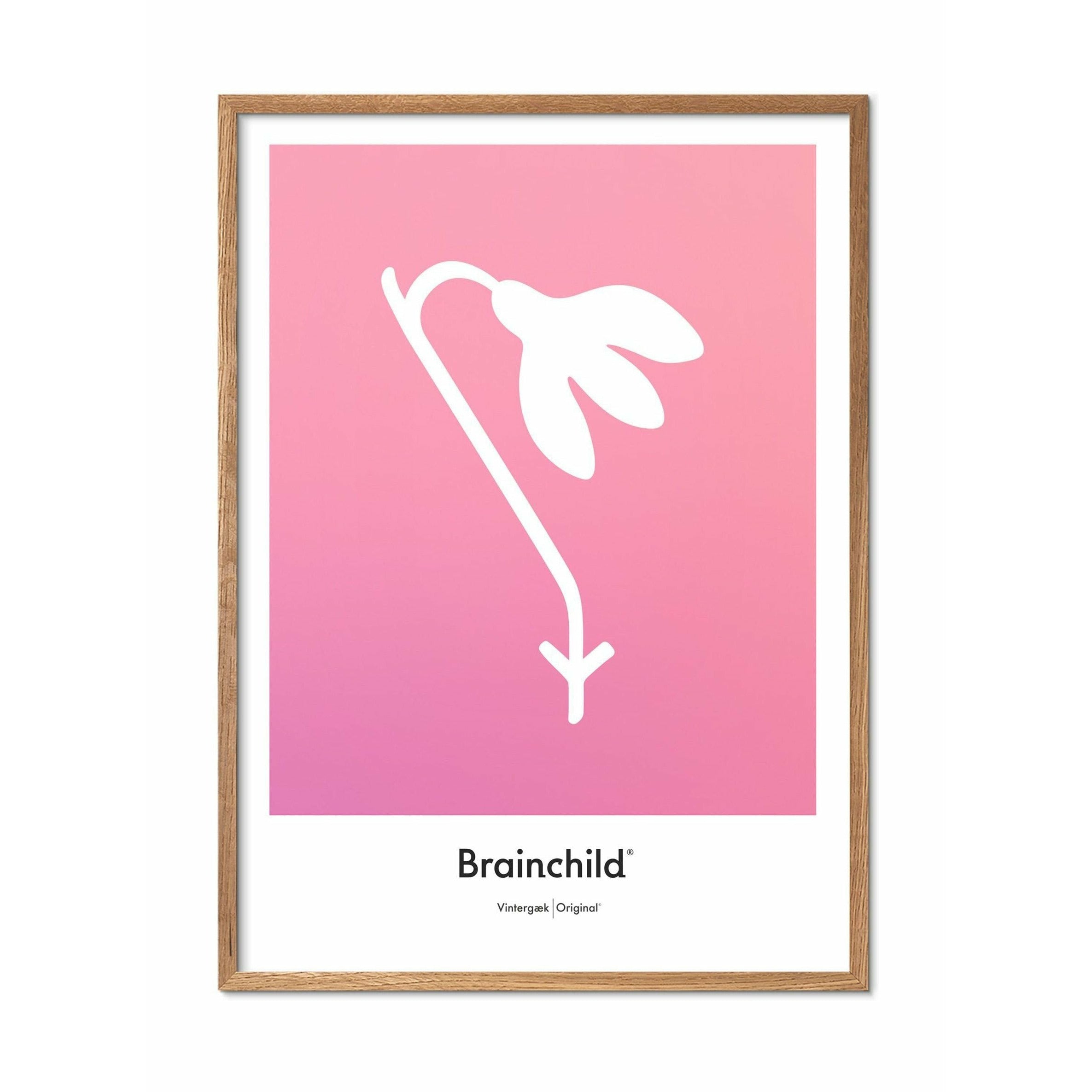 [product_category]-Brainchild Snowdrop Design Icon Poster, Frame Made Of Light Wood 50x70 Cm, Pink-Brainchild-IF-61003-A-BRA-1