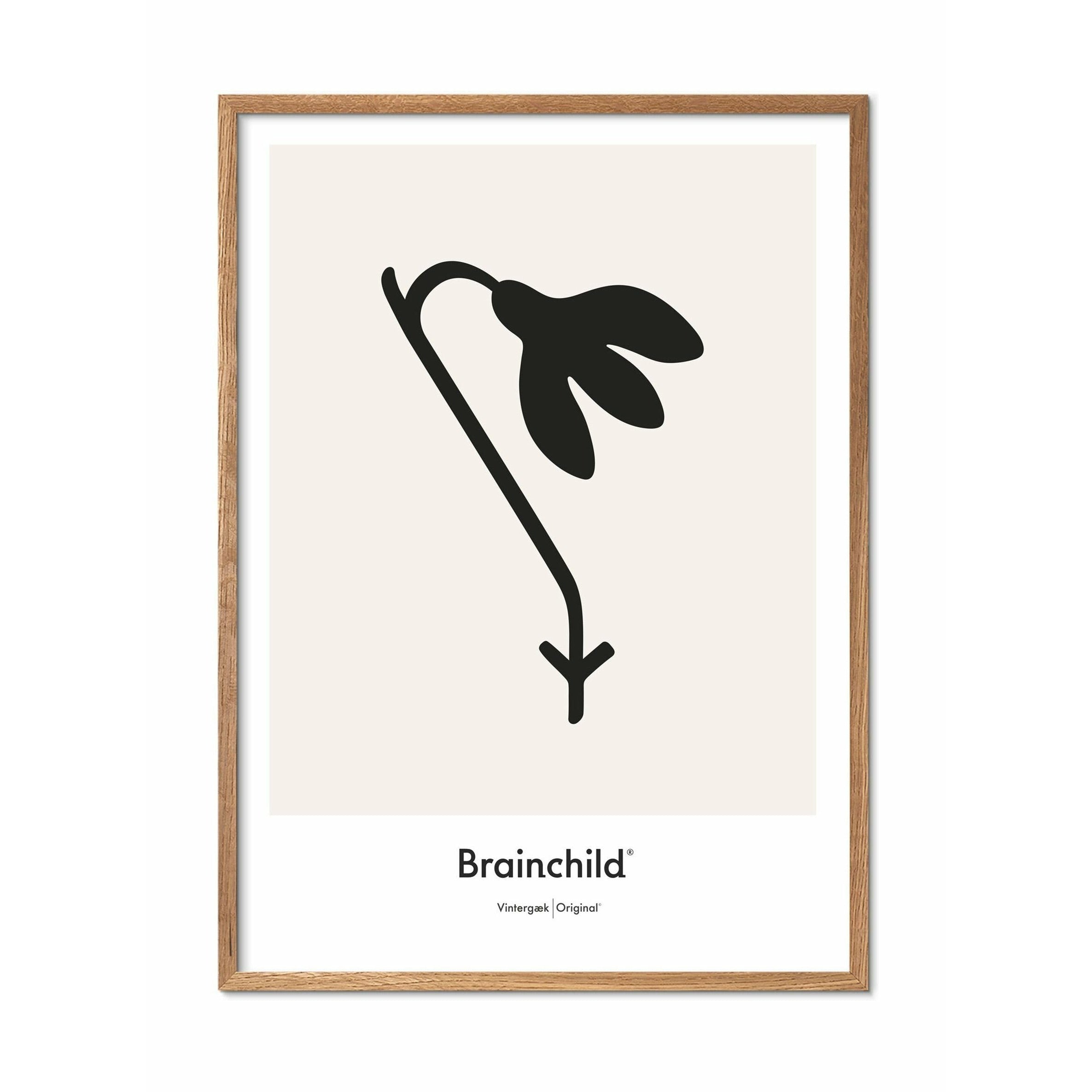 [product_category]-Brainchild Snowdrop Design Icon Poster, Frame Made Of Light Wood 70 X100 Cm, Grey-Brainchild-IG-61004-A-BRA-1