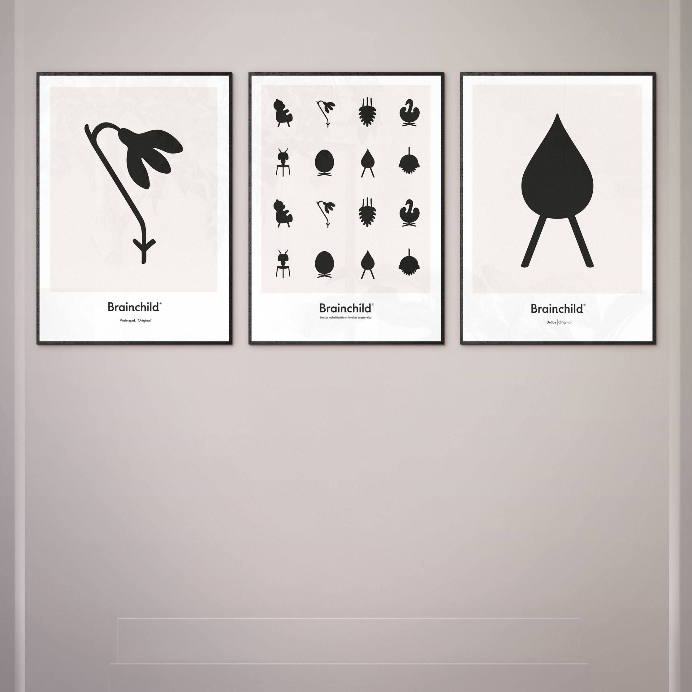 [product_category]-Brainchild Snowdrop Design Icon Poster Without Frame A5, Grey-Brainchild-IG-61001-BRA-3