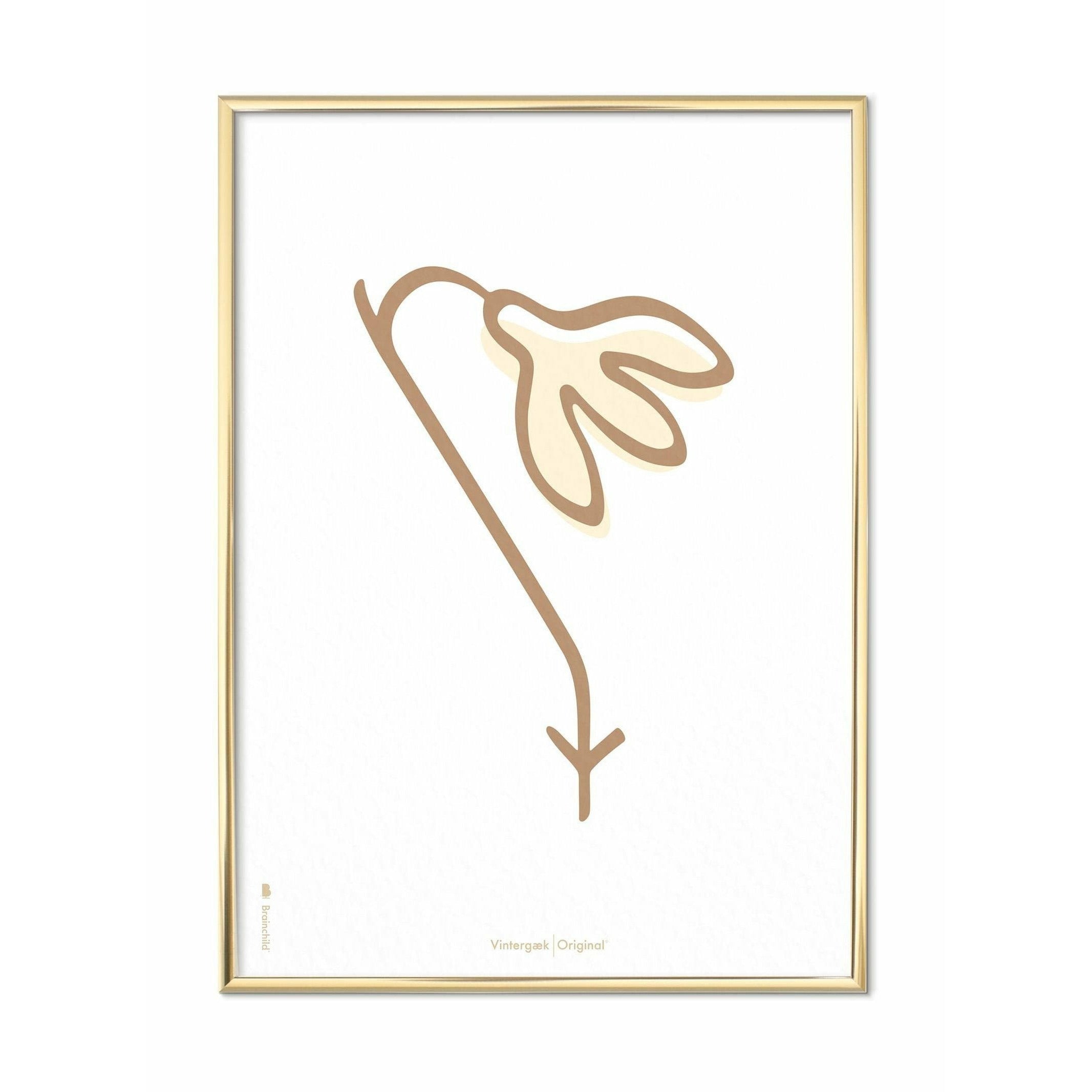 [product_category]-Brainchild Snowdrop Line Poster, Brass Colored Frame A5, White Background-Brainchild-SH-61001-D-BRA-1
