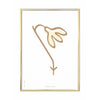  Snowdrop Line Poster Brass Colored Frame A5 White Background