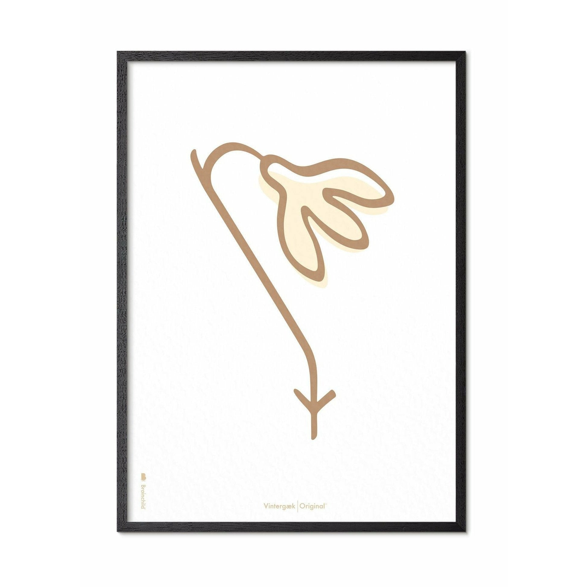 [product_category]-Brainchild Snowdrop Line Poster, Frame In Black Lacquered Wood 30x40 Cm, White Background-Brainchild-SH-61002-C-BRA-1
