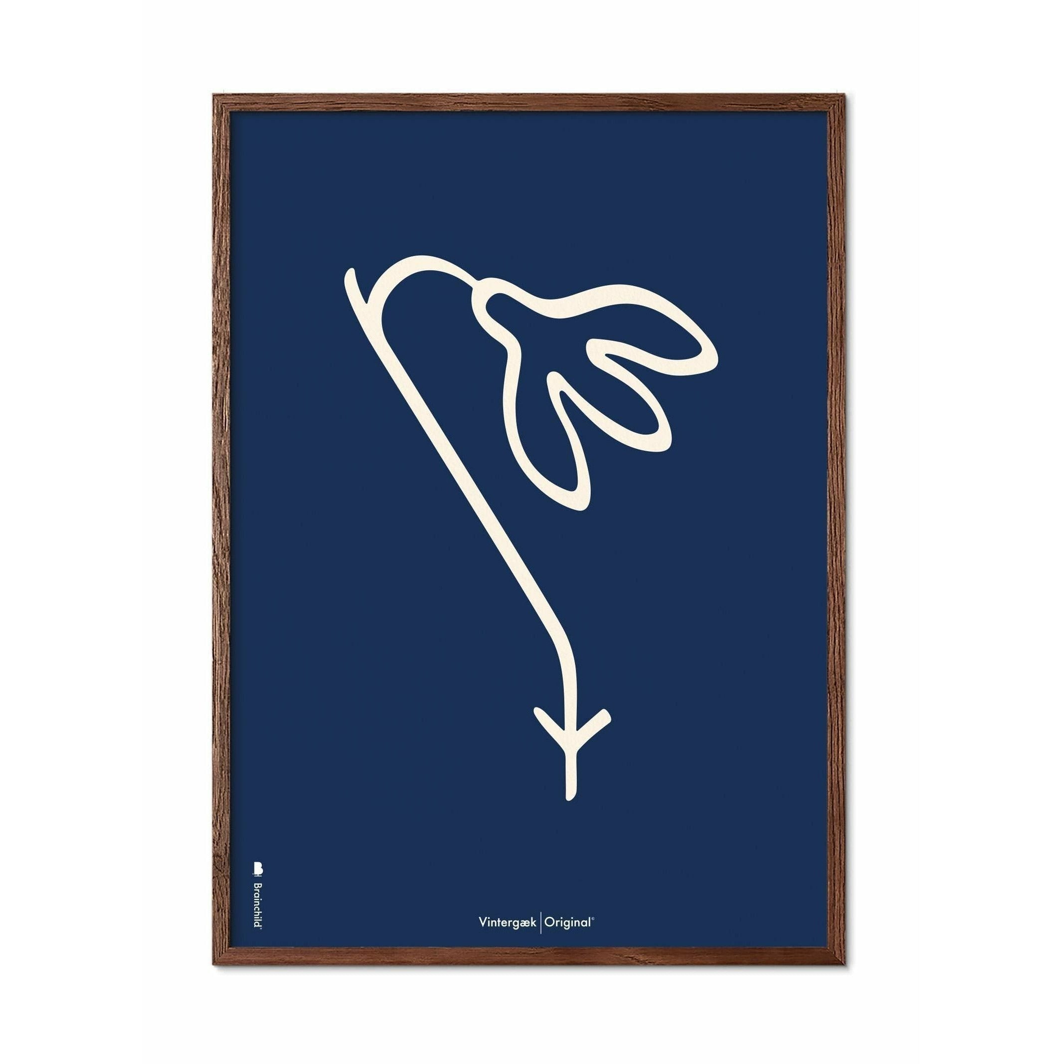 [product_category]-Brainchild Snowdrop Line Poster, Frame Made Of Dark Wood 30x40 Cm, Blue Background-Brainchild-B-61002-B-BRA-1