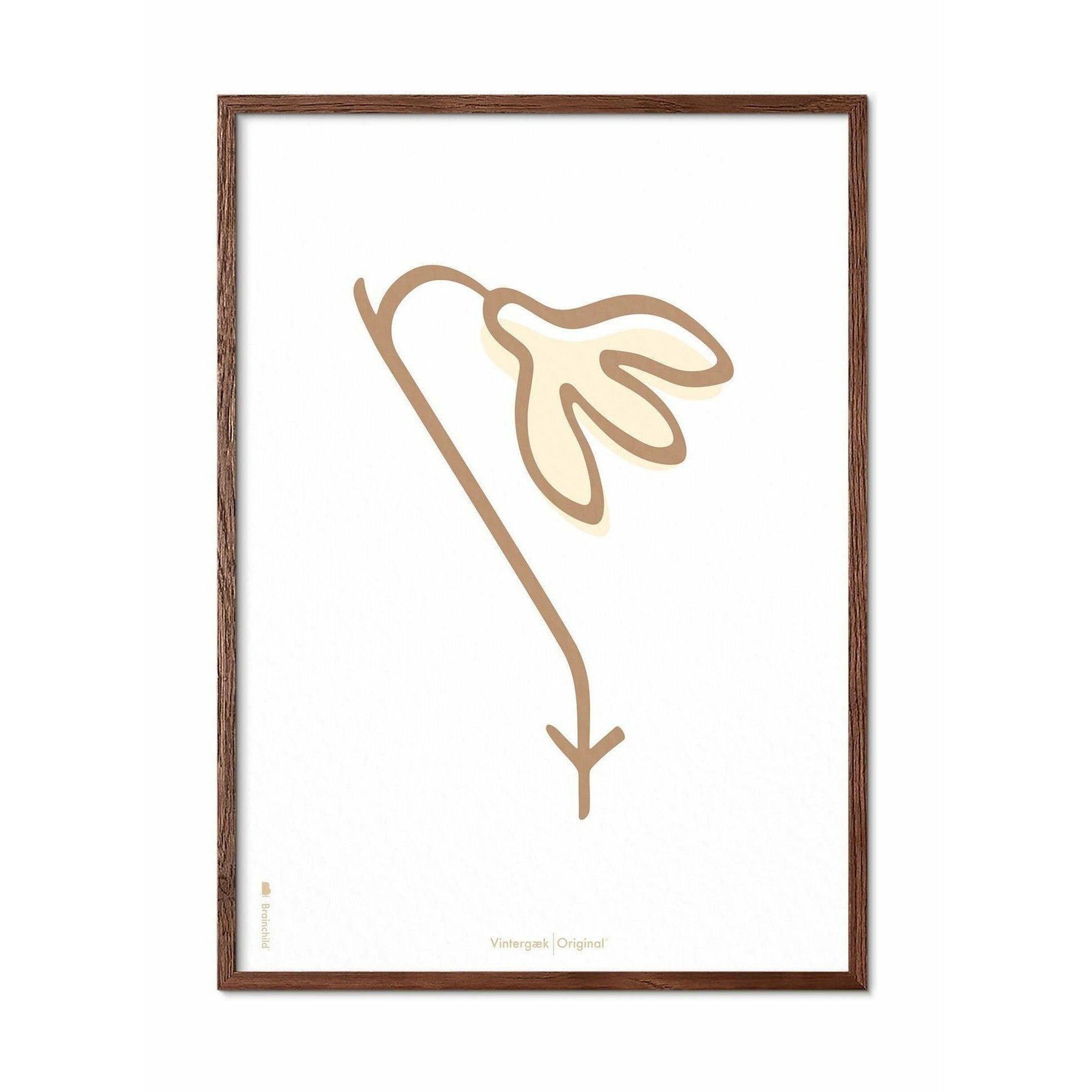 [product_category]-Brainchild Snowdrop Line Poster, Frame Made Of Dark Wood 50x70 Cm, White Background-Brainchild-SH-61003-B-BRA-1