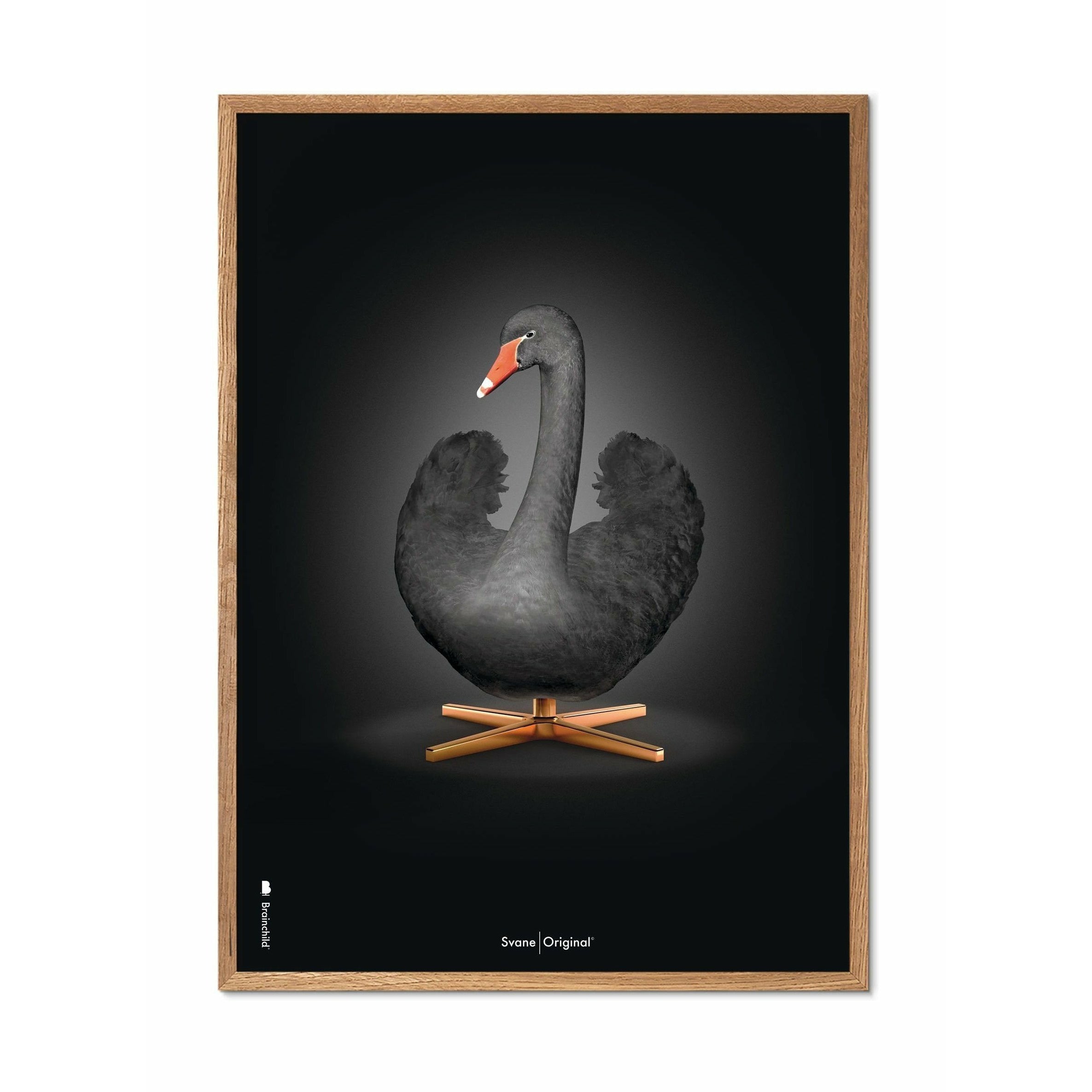 [product_category]-Brainchild Swan Classic Poster, Frame Made Of Light Wood 30x40 Cm, Black/Black Background-Brainchild-31002-A-BRA-1