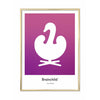  Swan Design Icon Poster Brass Colored Frame 30 X40 Cm Purple