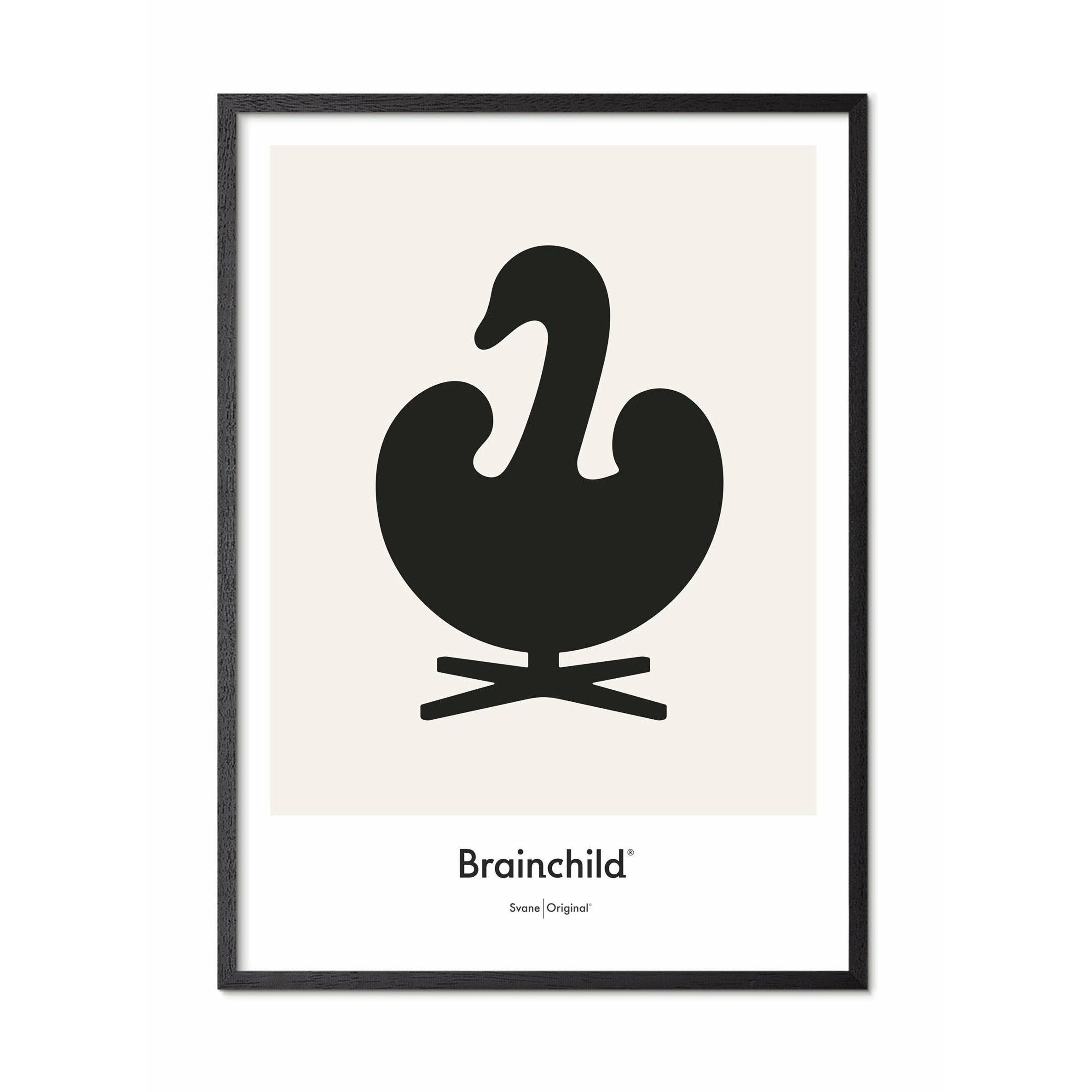 [product_category]-Brainchild Swan Design Icon Poster, Frame In Black Lacquered Wood A5, Grey-Brainchild-IG-31001-C-BRA-1