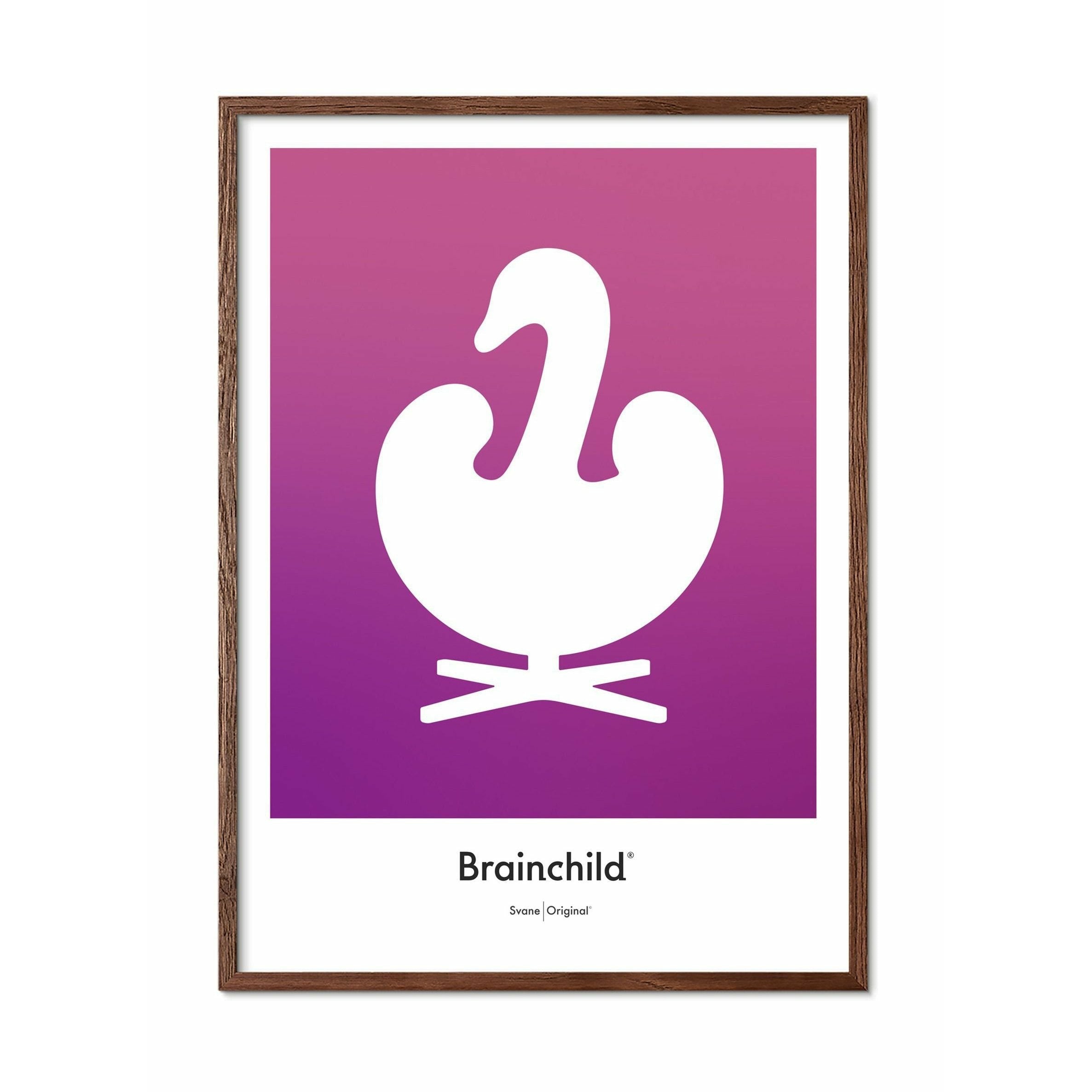 [product_category]-Brainchild Swan Design Icon Poster, Frame Made Of Dark Wood 50 X70 Cm, Purple-Brainchild-IF-31003-B-BRA-1