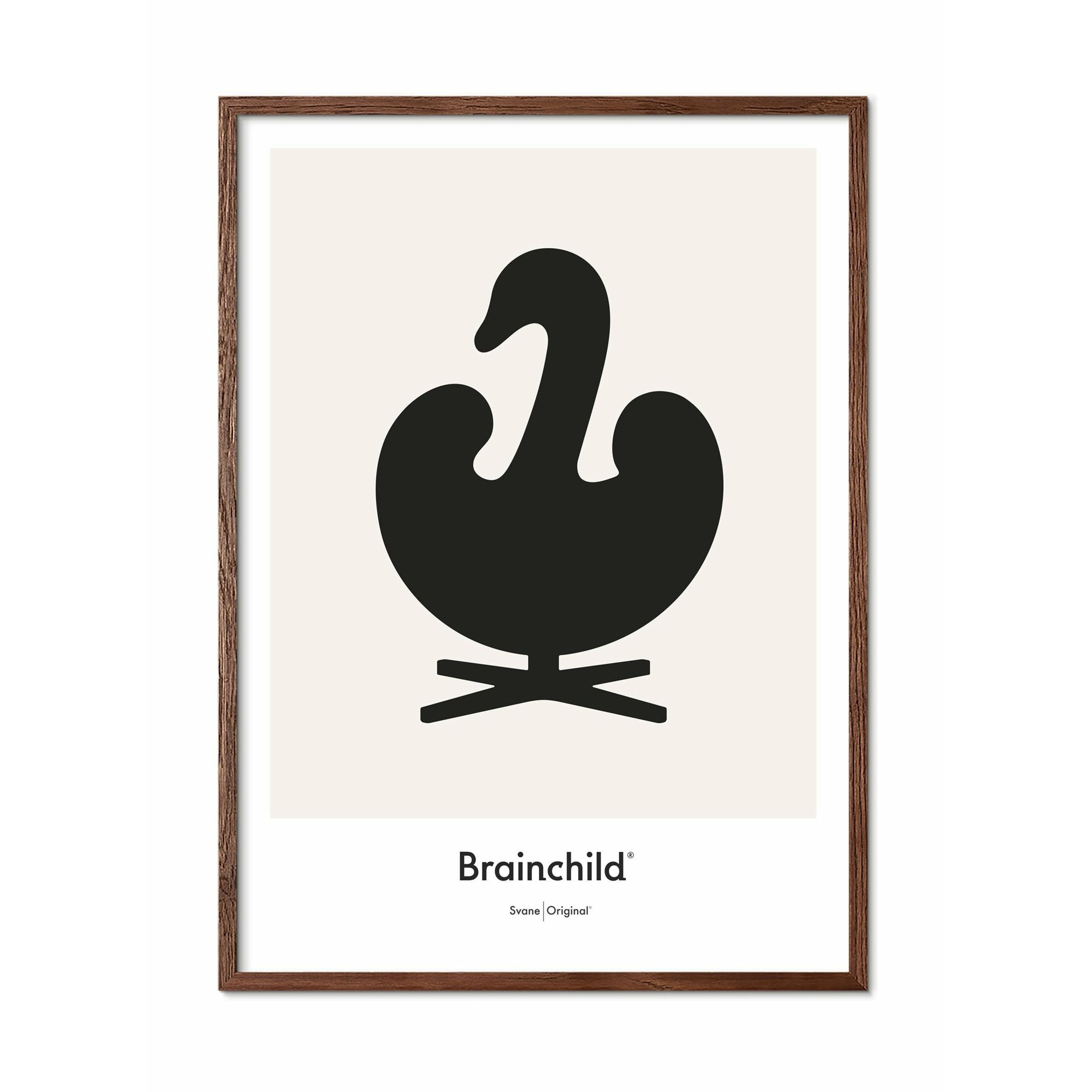 [product_category]-Brainchild Swan Design Icon Poster, Frame Made Of Dark Wood 70 X100 Cm, Grey-Brainchild-IG-31004-B-BRA-1