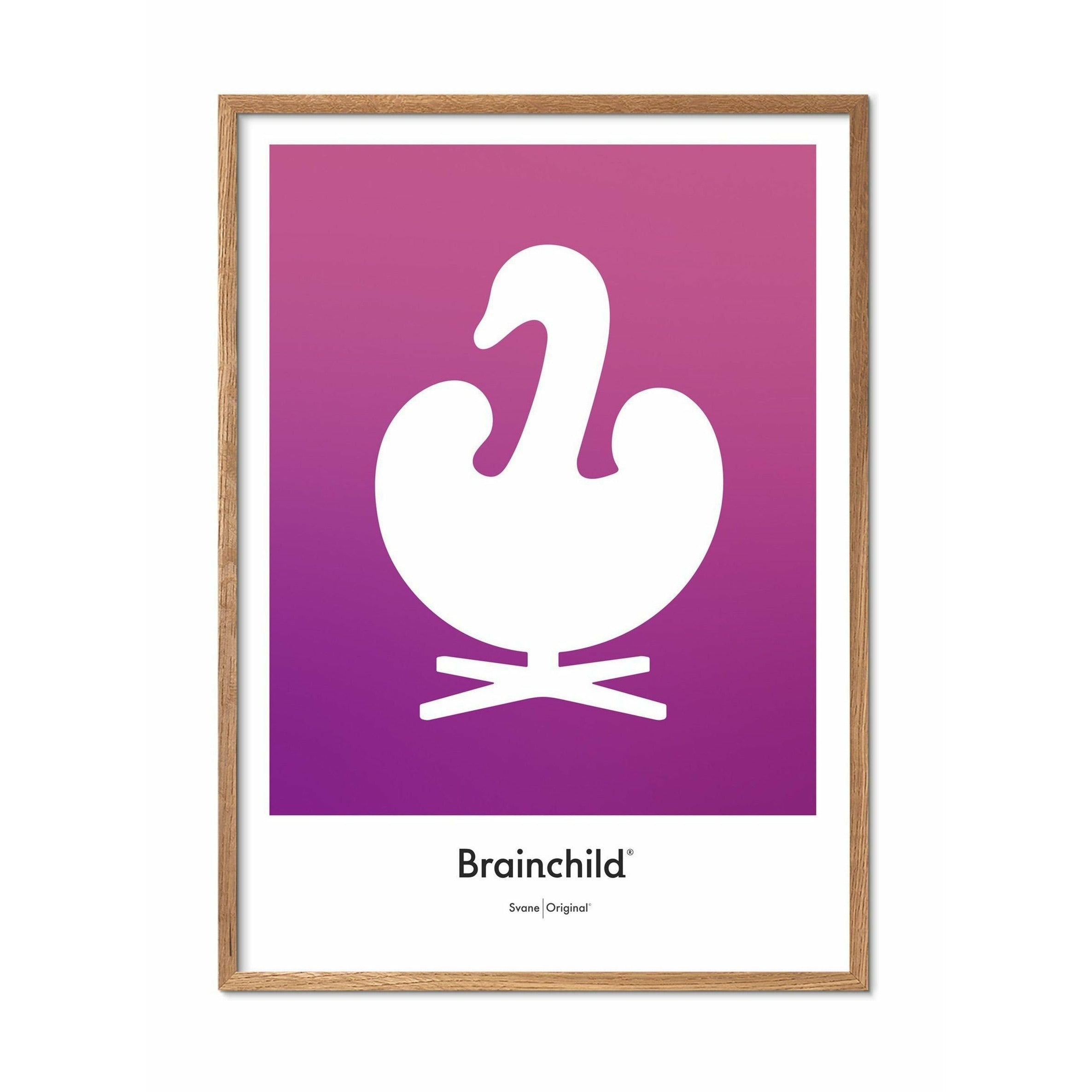 [product_category]-Brainchild Swan Design Icon Poster, Frame Made Of Light Wood 30x40 Cm, Purple-Brainchild-IF-31002-A-BRA-1