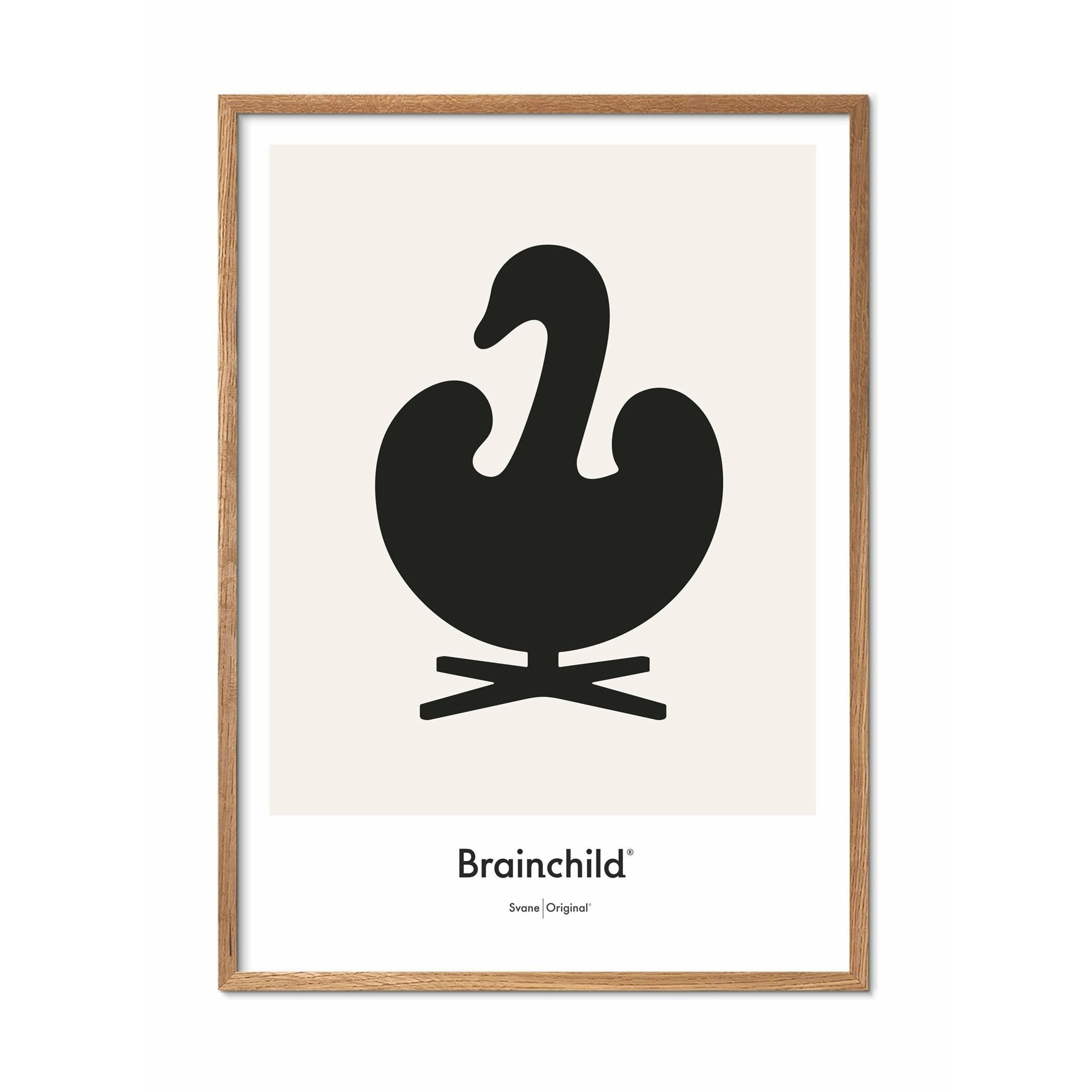 [product_category]-Brainchild Swan Design Icon Poster, Frame Made Of Light Wood A5, Grey-Brainchild-IG-31001-A-BRA-1