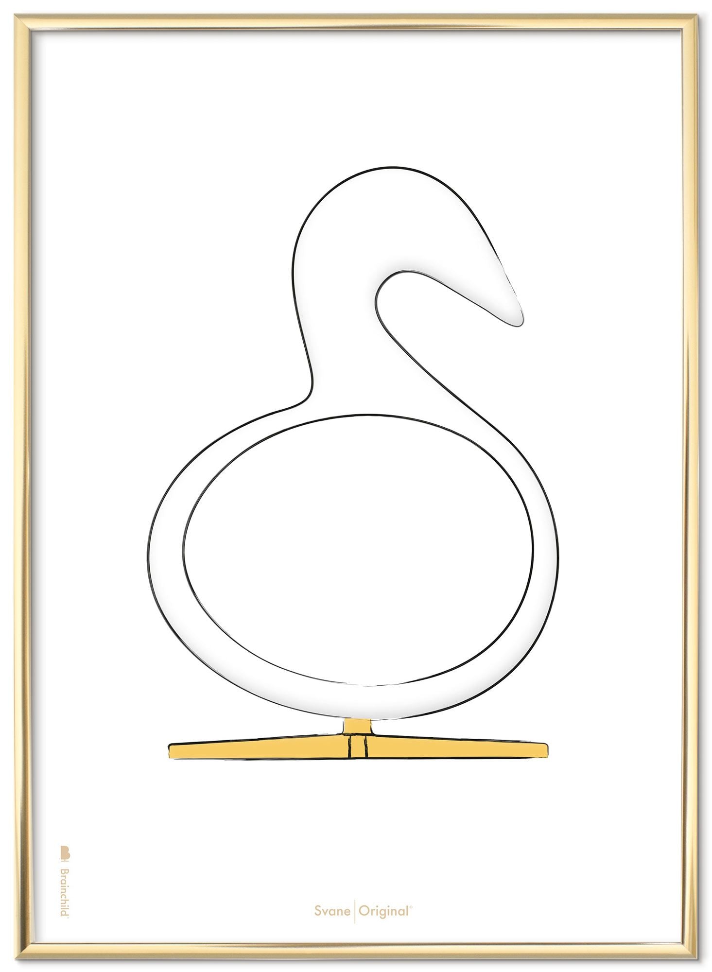 [product_category]-Brainchild Swan Design Sketch Poster Frame Made Of Brass Colored Metal 70x100 Cm, White Background-Brainchild-S-21004-D-BRA-1