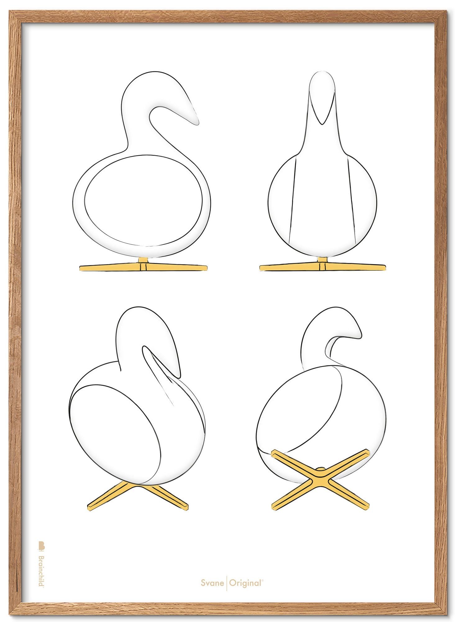 [product_category]-Brainchild Swan Design Sketches Poster Frame Made Of Light Wood A5, White Background-Brainchild-S-22001-A-BRA-1