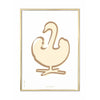  Swan Line Poster Brass Colored Frame 30 X40 Cm White Background
