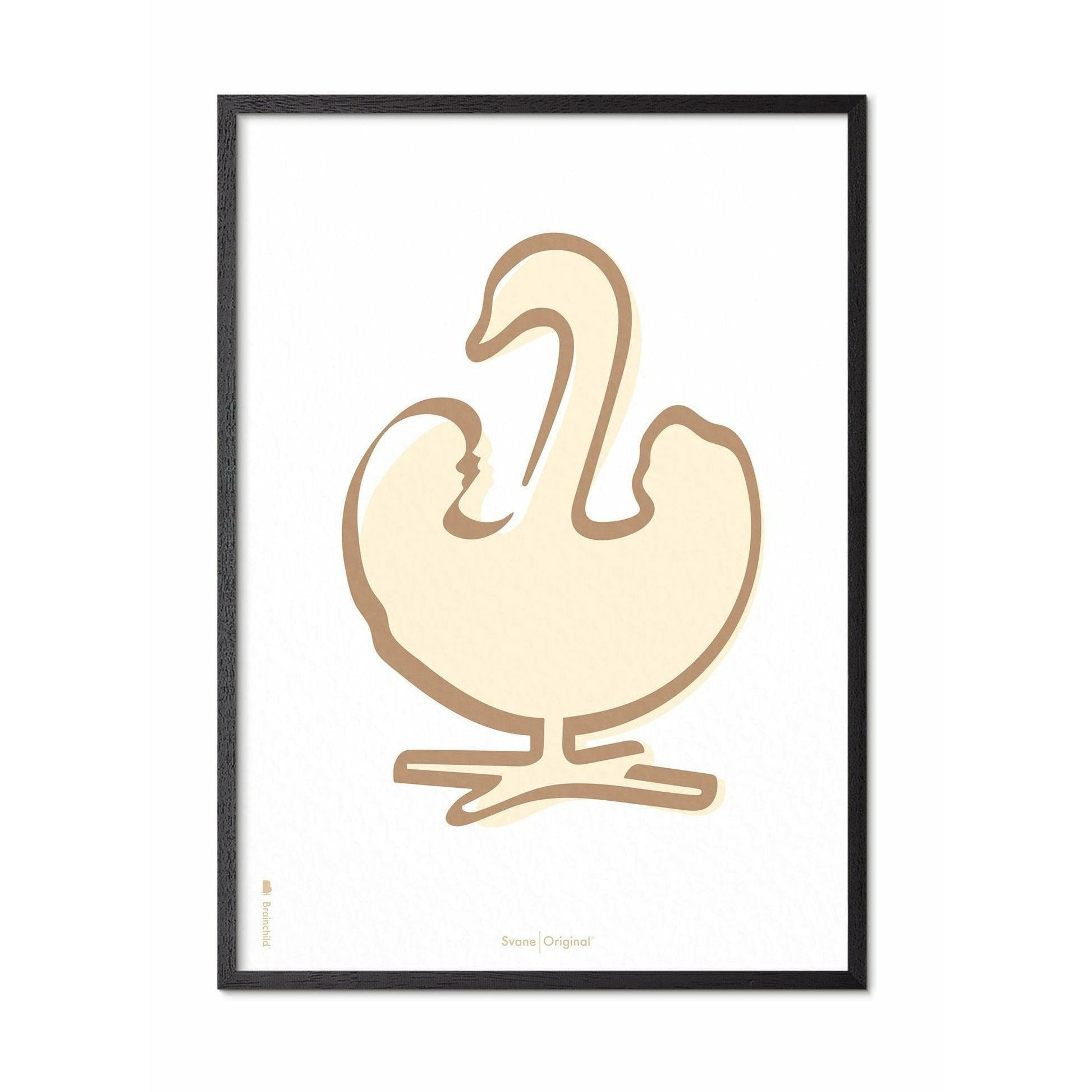 [product_category]-Brainchild Swan Line Poster, Frame In Black Lacquered Wood 70 X100 Cm, White Background-Brainchild-SH-31004-C-BRA-1