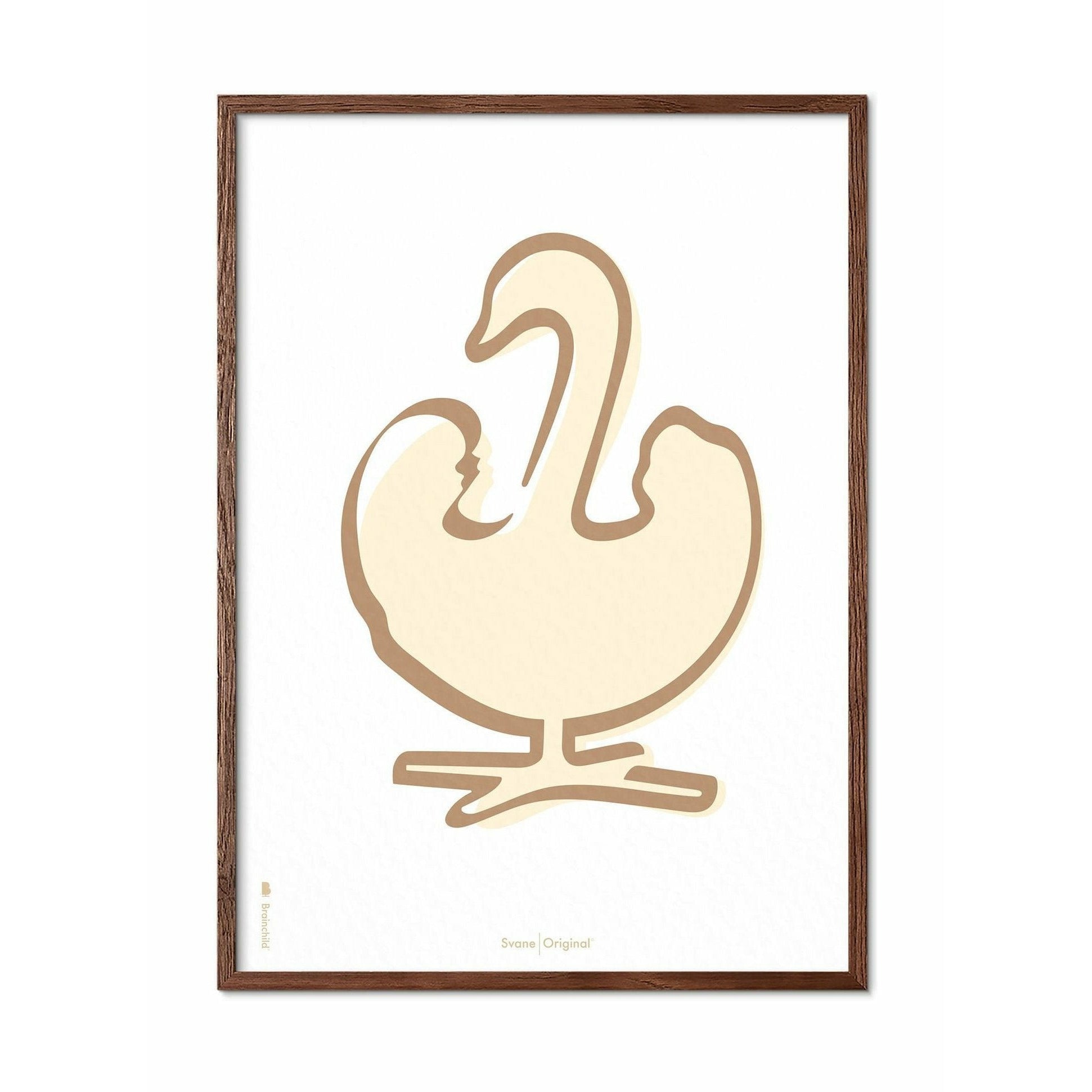 [product_category]-Brainchild Swan Line Poster, Frame Made Of Dark Wood 30x40 Cm, White Background-Brainchild-SH-31002-B-BRA-1