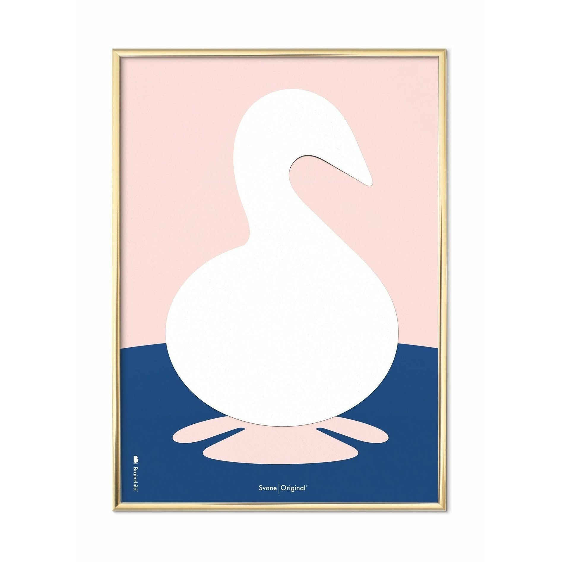 [product_category]-Brainchild Swan Paper Clip Poster, Brass Colored Frame 50x70 Cm, Pink Background-Brainchild-P-31003-D-BRA-1