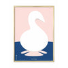  Swan Paper Clip Poster Brass Colored Frame 50x70 Cm Pink Background