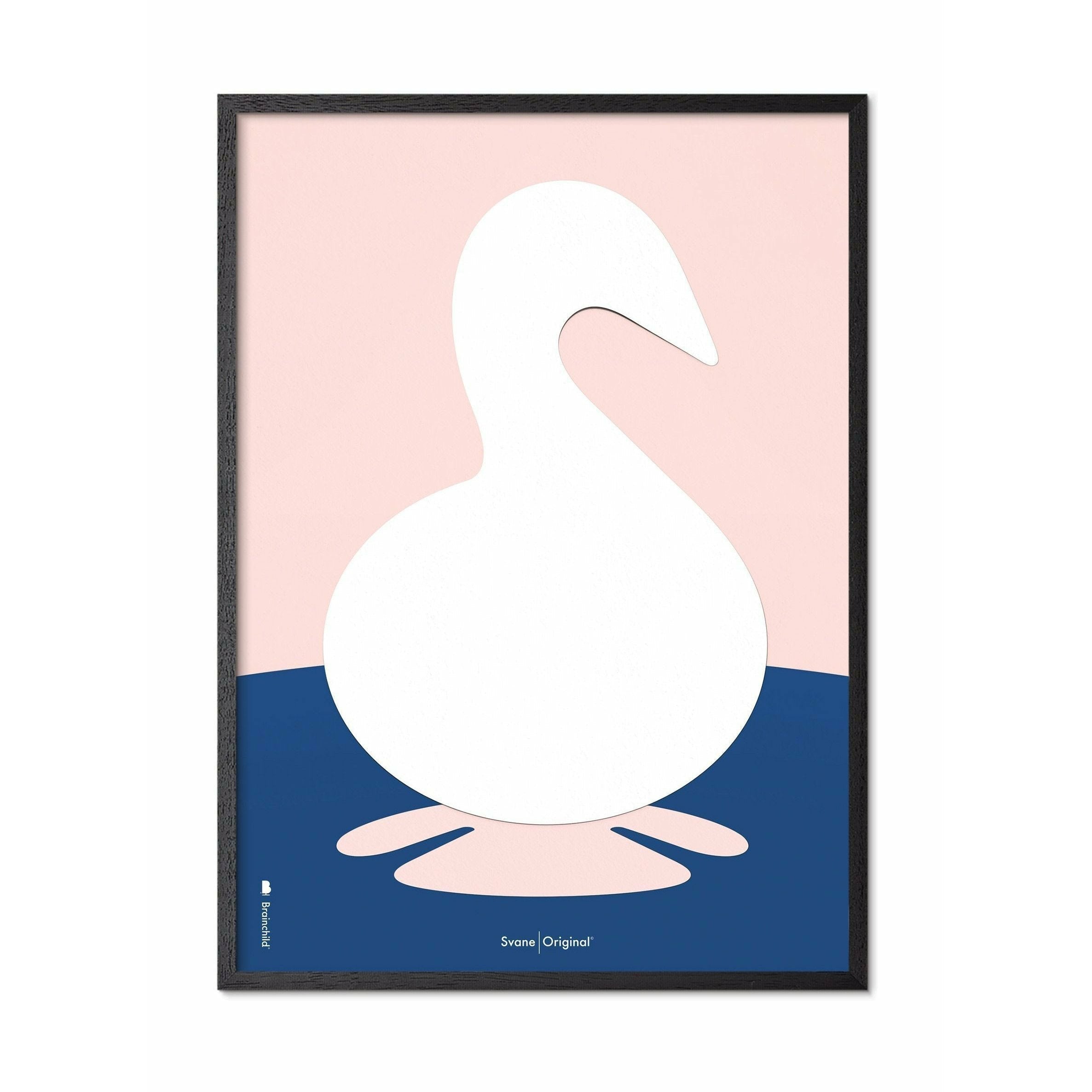 [product_category]-Brainchild Swan Paper Clip Poster, Frame In Black Lacquered Wood 70x100 Cm, Pink Background-Brainchild-P-31004-C-BRA-1