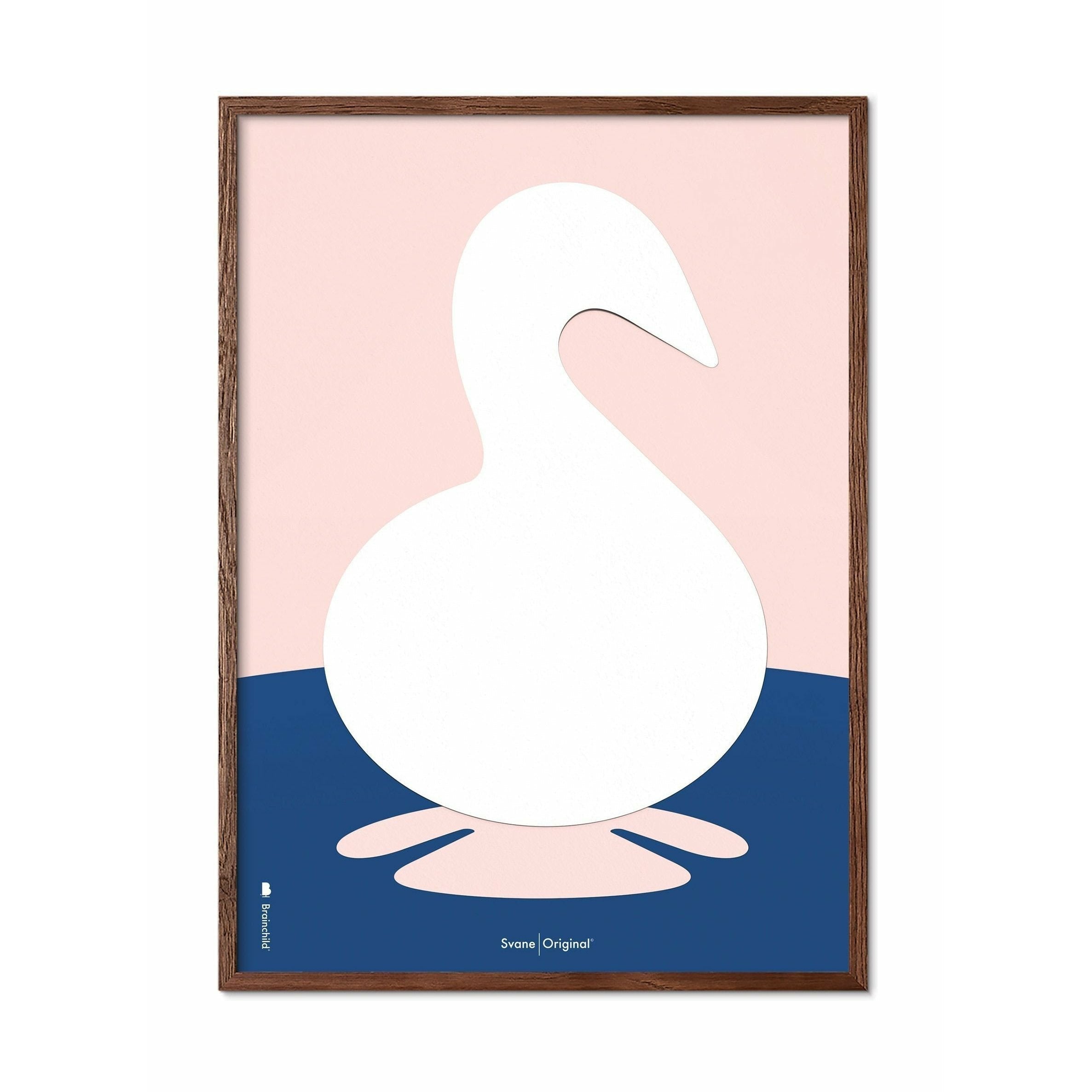 [product_category]-Brainchild Swan Paper Clip Poster, Frame Made Of Dark Wood 50x70 Cm, Pink Background-Brainchild-P-31003-B-BRA-1