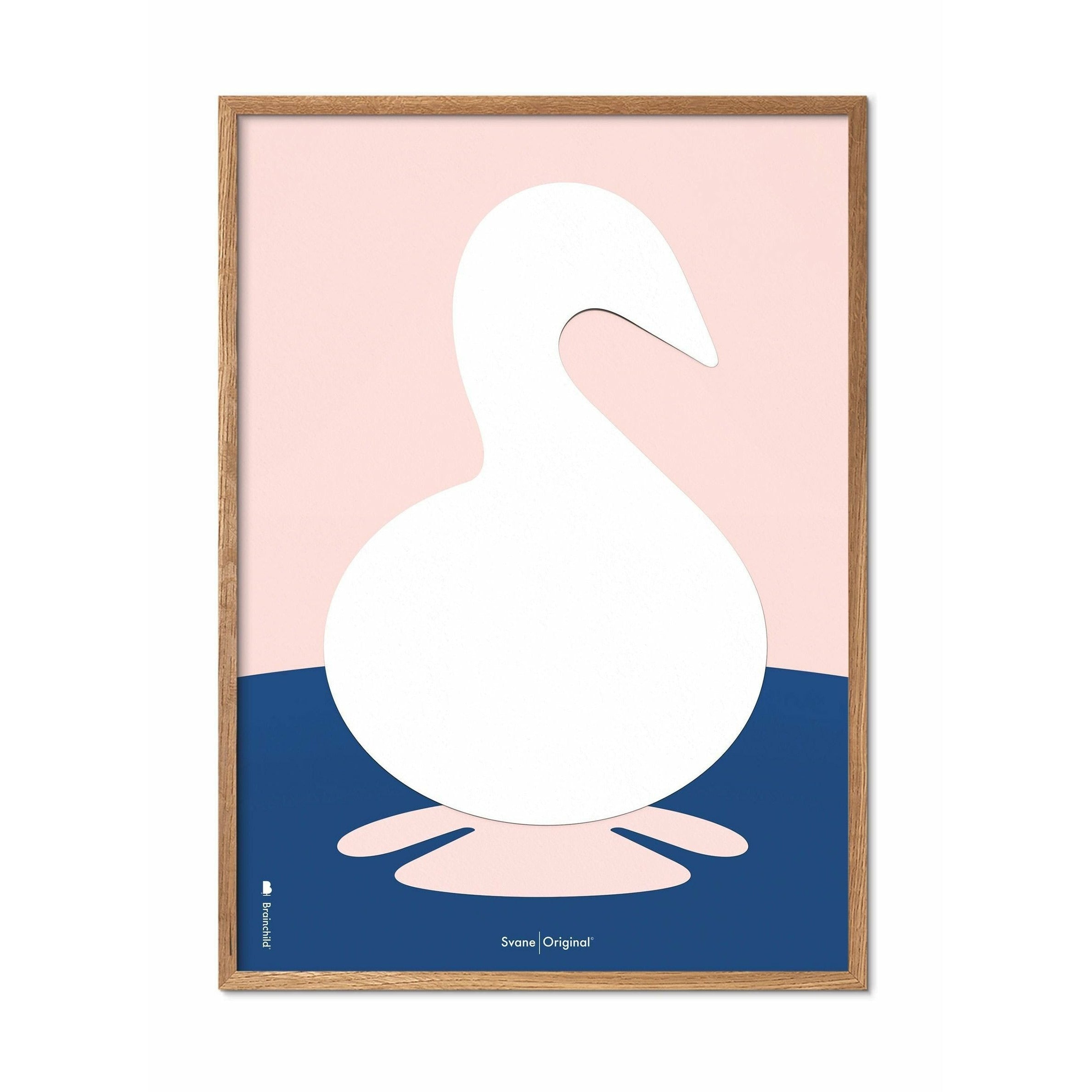 [product_category]-Brainchild Swan Paper Clip Poster, Frame Made Of Light Wood 70x100 Cm, Pink Background-Brainchild-P-31004-A-BRA-1