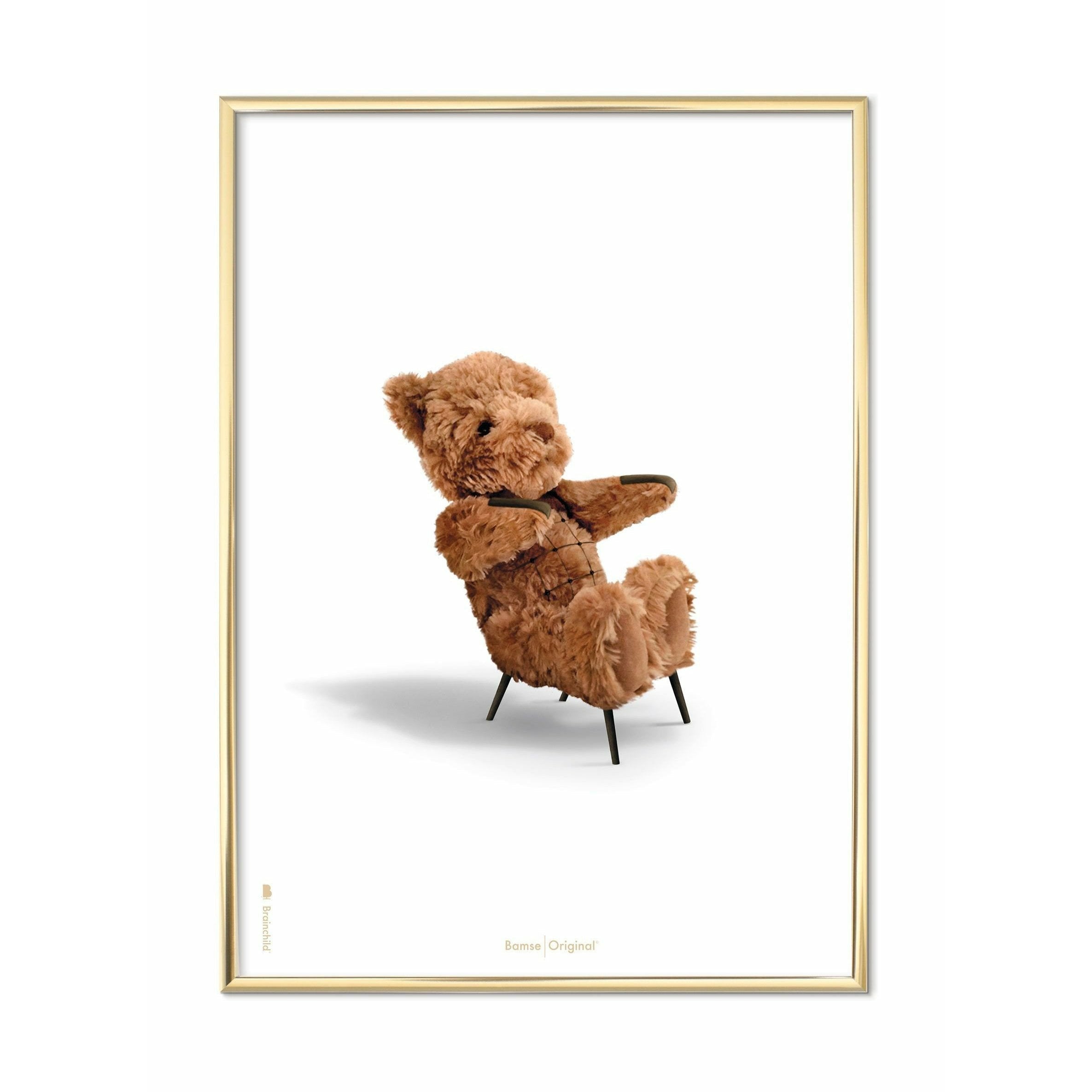 [product_category]-Brainchild Teddy Bear Classic Poster, Brass Colored Frame 70 X100 Cm, White Background-Brainchild-72004-D-BRA-1