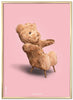  Teddy Bear Classic Poster Brass Colored Frame A5 Pink Background