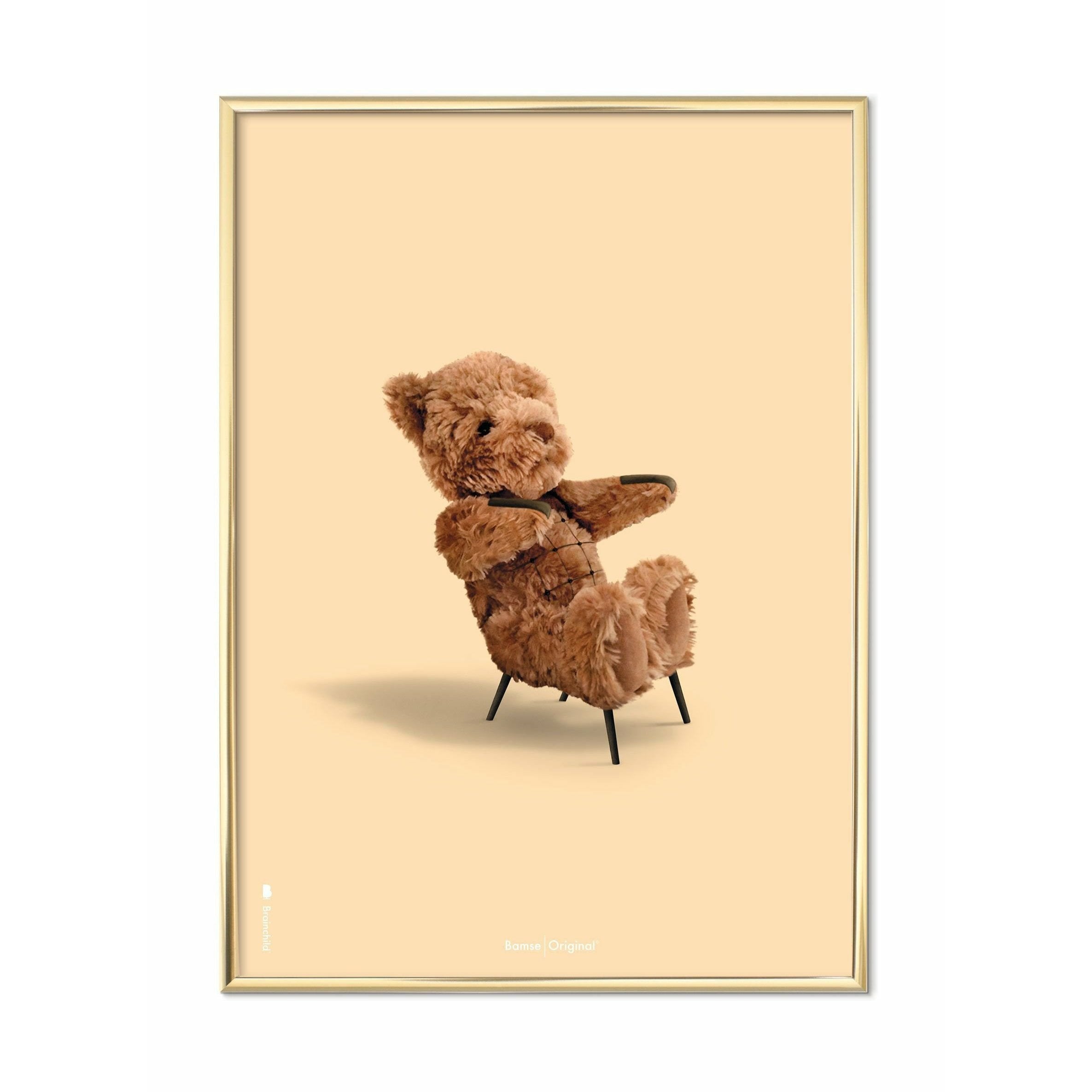 [product_category]-Brainchild Teddy Bear Classic Poster, Brass Frame 50x70 Cm, Sand Colored Background-Brainchild-71003-D-BRA-1