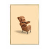 Brainchild Teddy Bear Classic Poster, Brass Frame 50x70 Cm, Sand Colored Background