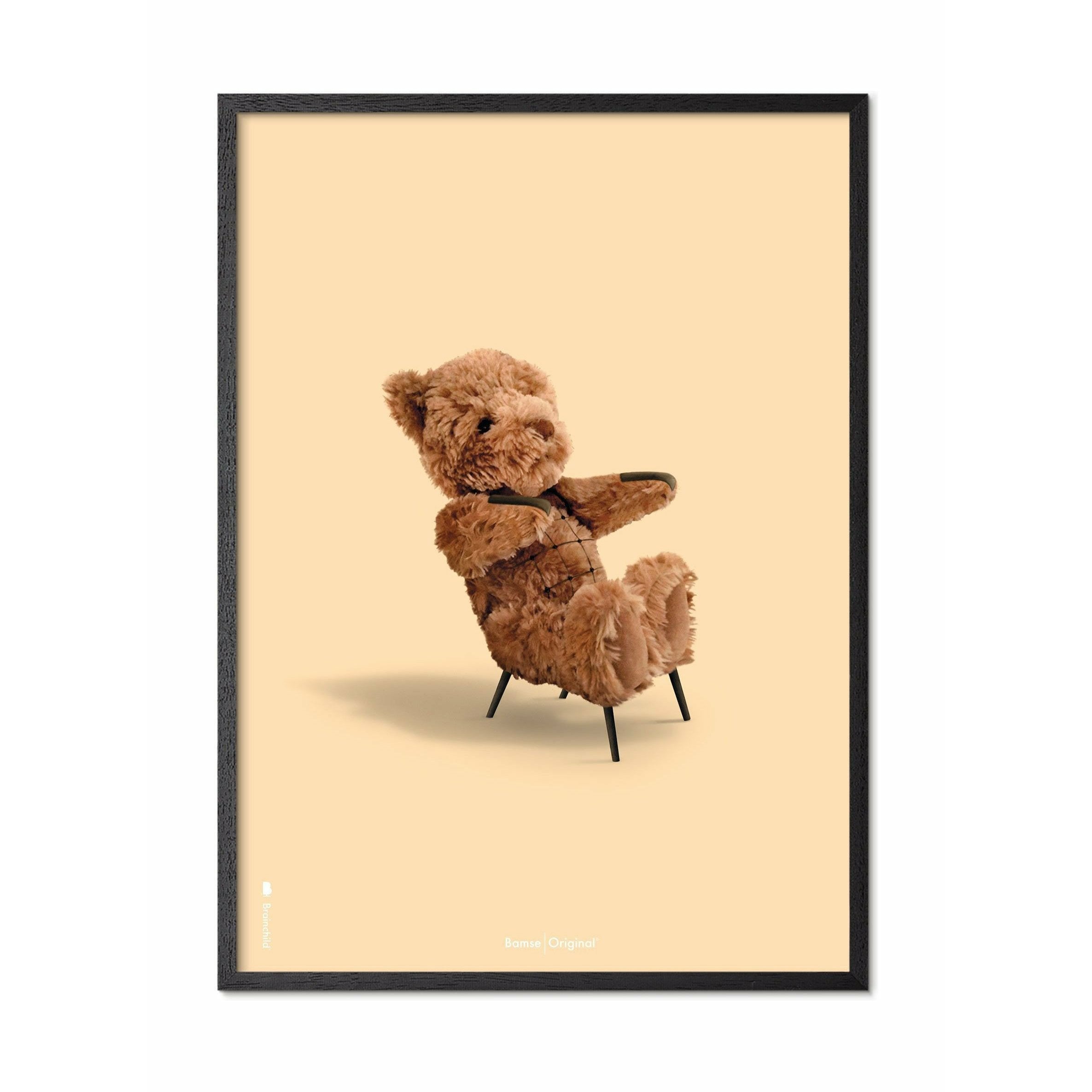 [product_category]-Brainchild Teddy Bear Classic Poster, Frame In Black Lacquered Wood A5, Sand Colored Background-Brainchild-71001-C-BRA-1