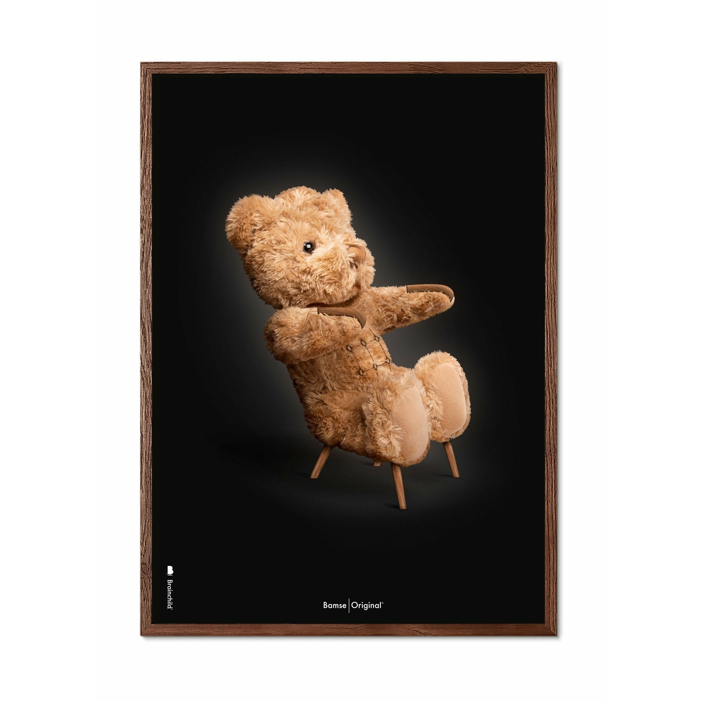[product_category]-Brainchild Teddy Bear Classic Poster, Frame Made Of Dark Wood 50x70 Cm, Black Background-Brainchild-73003-B-BRA-1