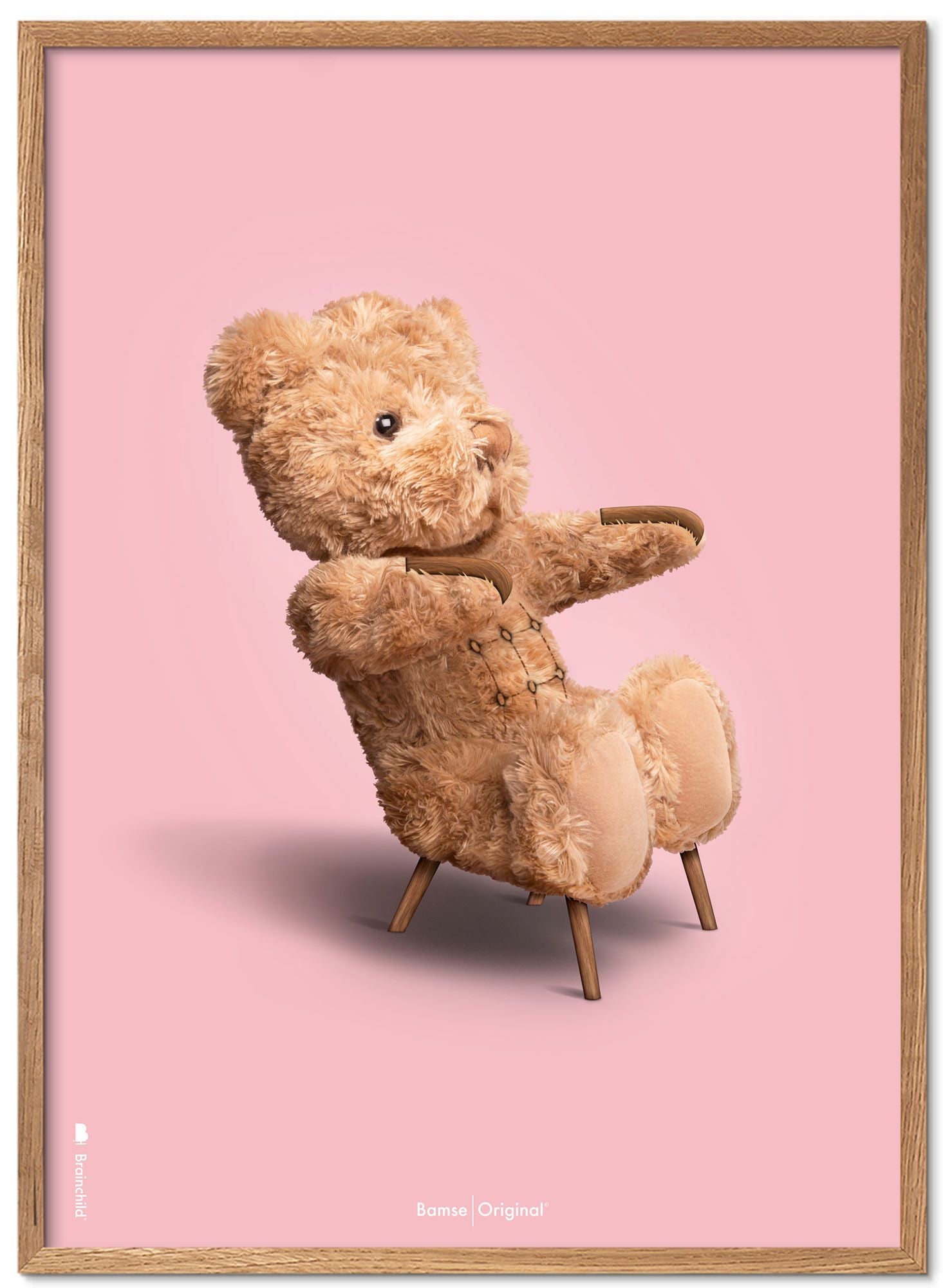 [product_category]-Brainchild Teddy Bear Classic Poster Light Wood Frame Ramme A5, Pink Background-Brainchild-78001-A-BRA-1